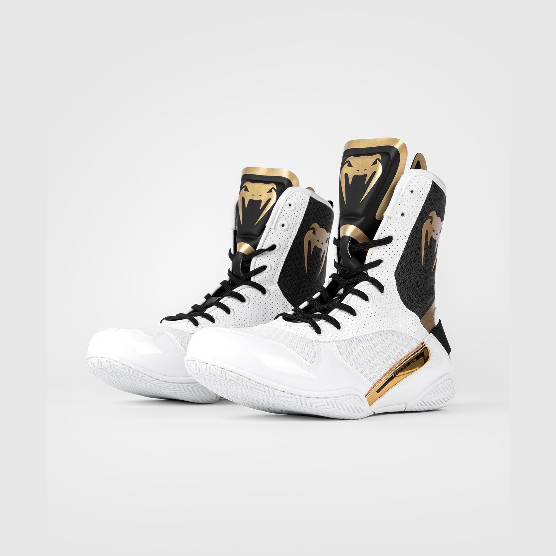 Venum Elite Boxing Shoes for Men & Women - Lightweight, Breathable Training Shoes in White, Black & Gold - Perfect for Boxing, MMA & Fitness Workouts