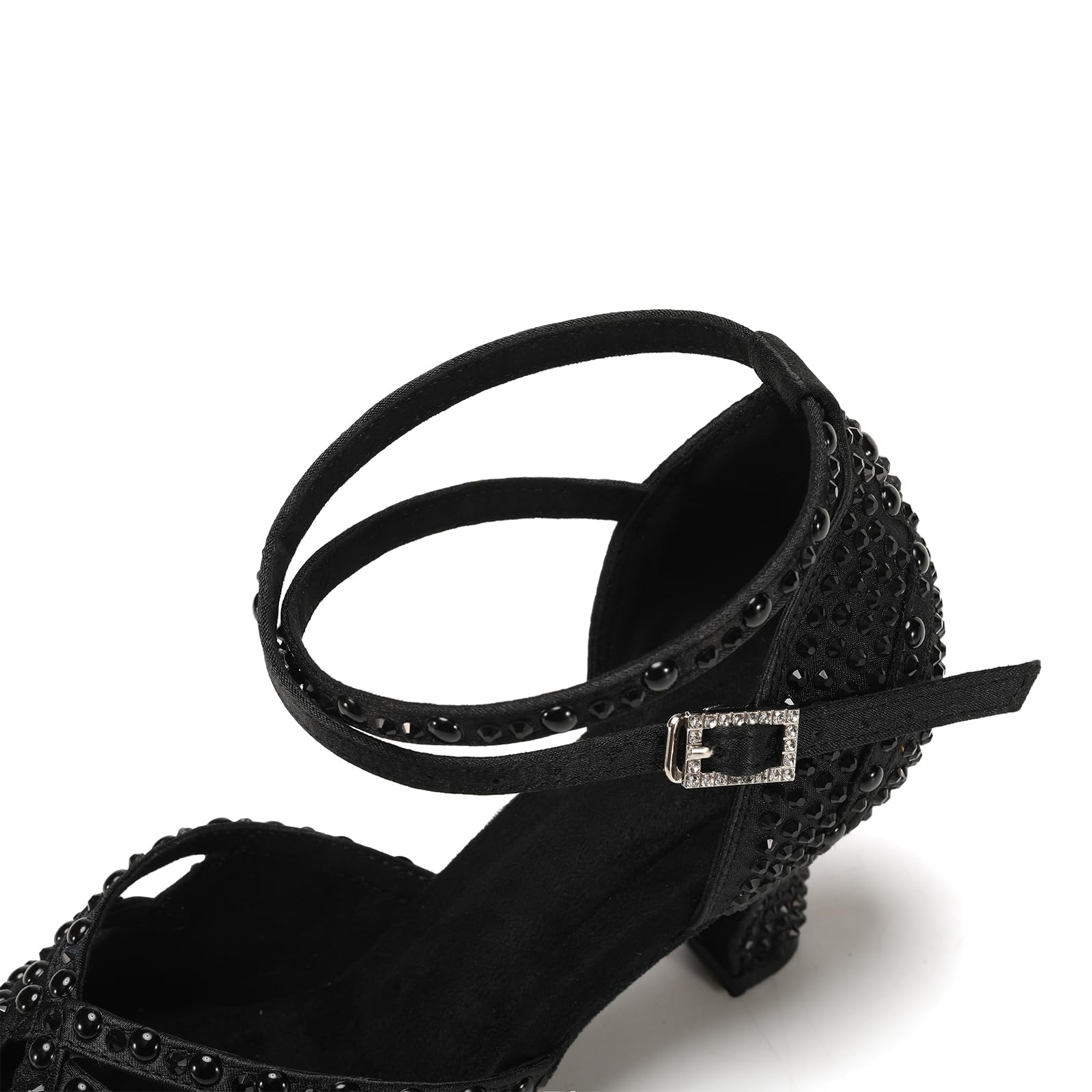 Professional Women's Latin Dance Shoes with Rhinestones - Satin Ballroom Salsa Dancing Shoes for Women - Perfect for Performances, Competitions & Social Dancing