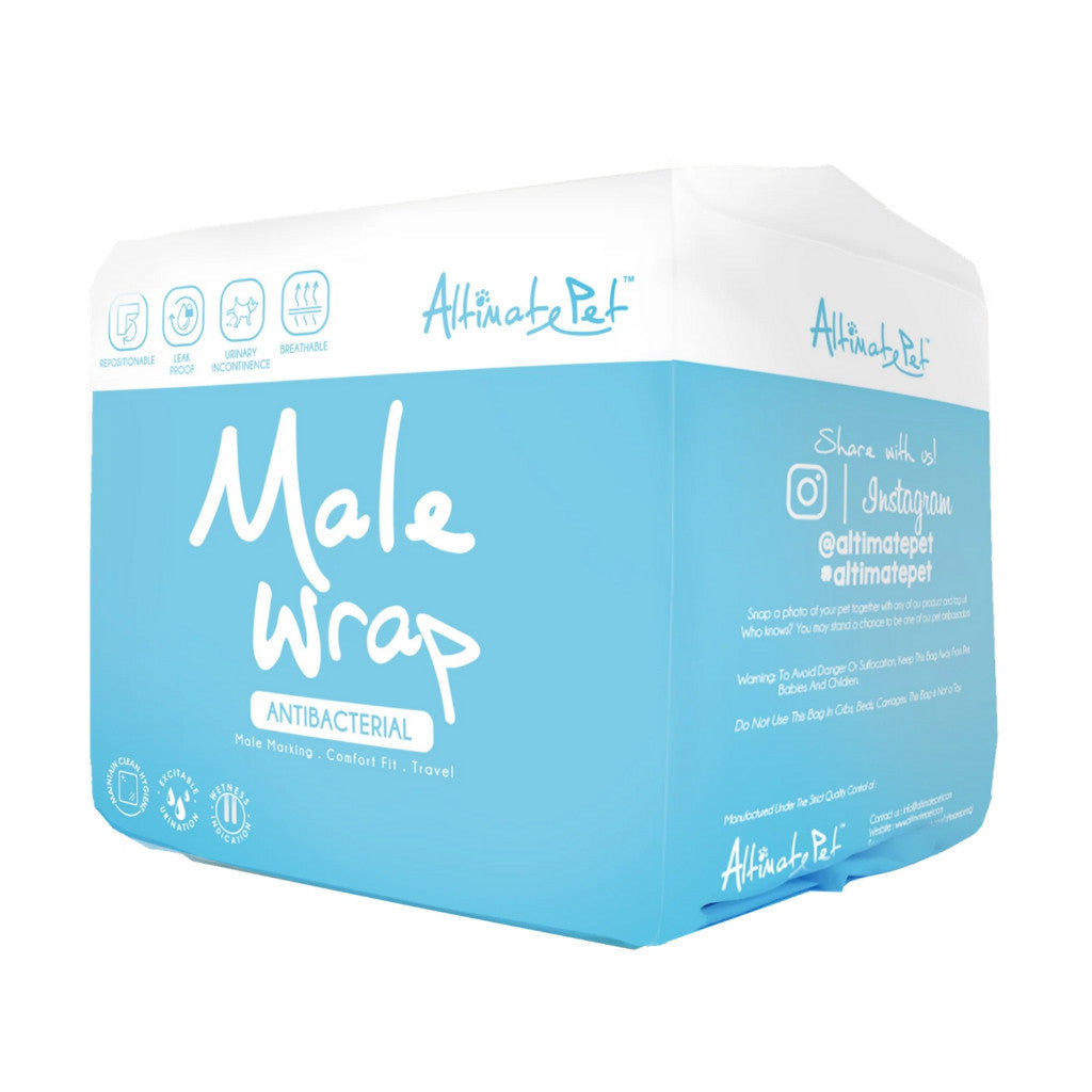 Altimate Pet Antibacterial Disposable Male Dog Wraps - 5 Sizes (Toy, Small, Medium, Large, Giant) - Highly Absorbent & Adjustable Strap - Ideal for House Training, Travel & Senior Dogs with Incontinence Issues
