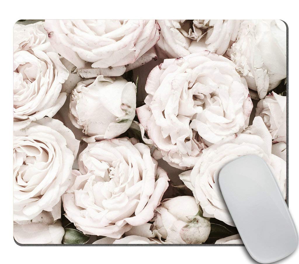 Floral Mouse Pad with Peonies Design - Non-Slip Rectangle Office Mousepad for Computer & Laptop - Perfect Desk Accessory for Work, Gaming & Home Office - Great Gift for Coworkers & New Job Present