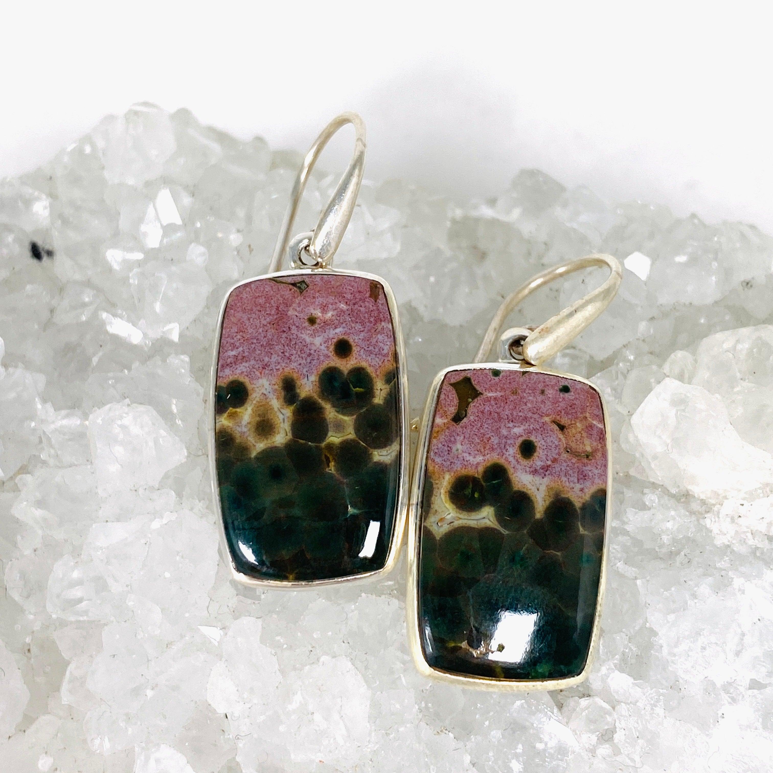 Ocean Jasper Rectangle Earrings for Women – Natural Stone Dangle Earrings – Boho Chic Jewelry Gift for Her – Perfect for Parties, Weddings & Everyday Wear