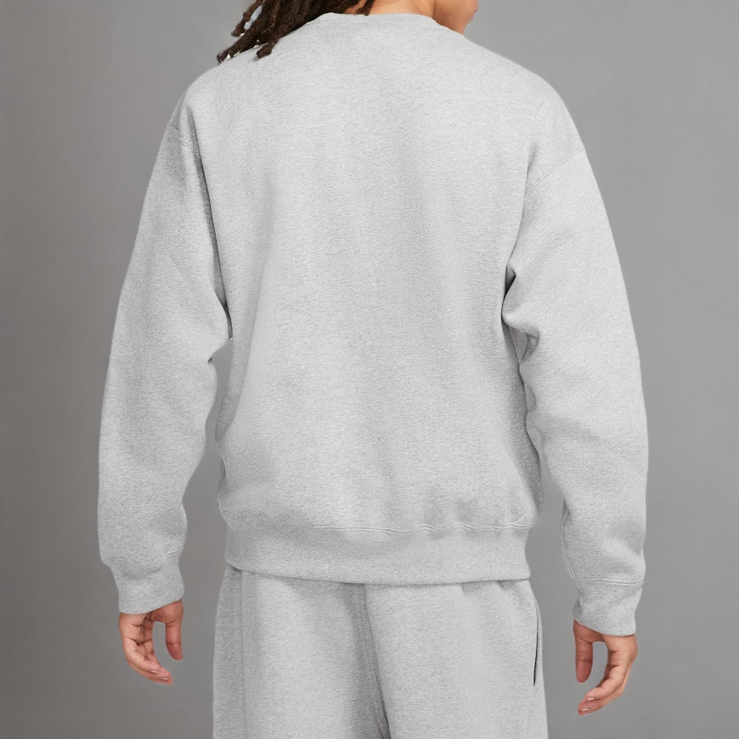 Nike Men's Fleece Crew Sweatshirt - Comfortable & Stylish Dark Grey Heather/White Pullover for Casual Wear, Gym & Everyday Use