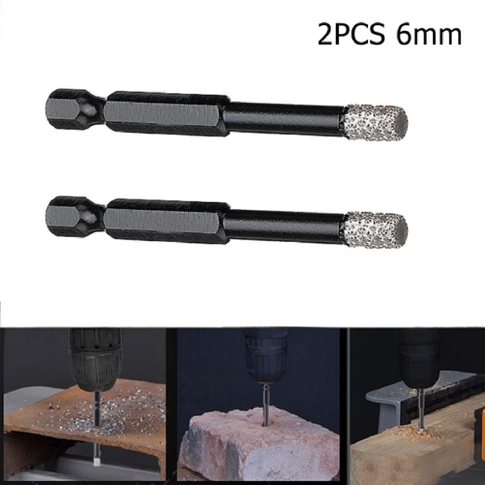 2-Pack 6mm Vacuum Brazed Diamond Drill Bits - Dry Hole Saw for Marble, Ceramic Tile, Glass & Stone - Perfect for DIY Home Renovation, Bathroom Tiling & Craft Projects