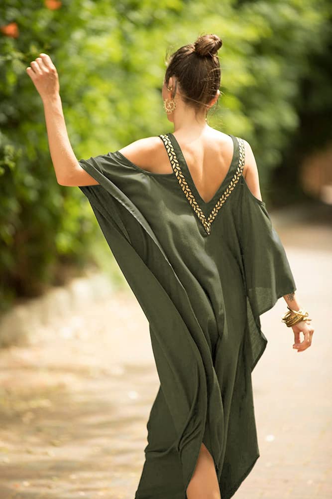 Senan Women's Turkish Kaftan - Loose Beach Cover Up, Bikini Dress, Maxi Tunic for Summer Vacation & Poolside Relaxation