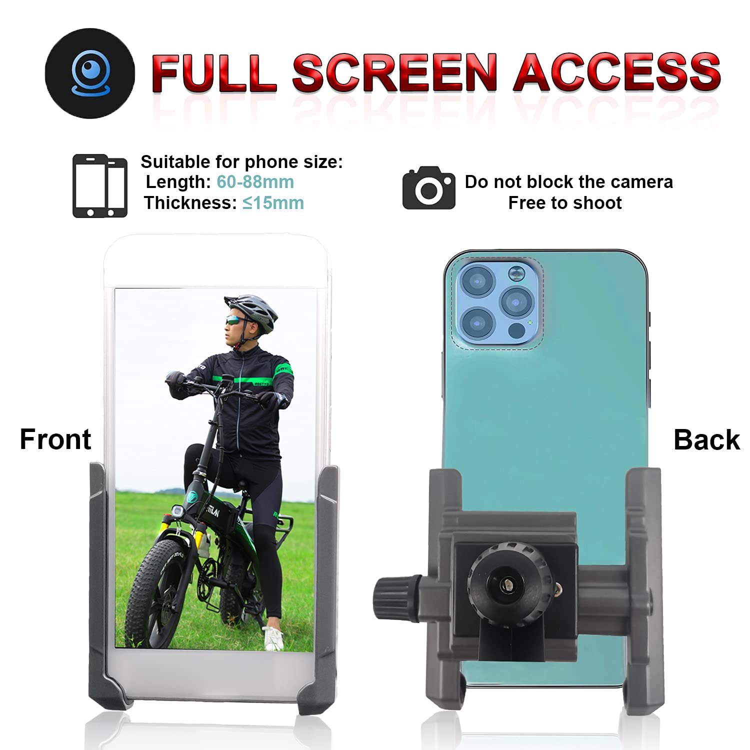 **VITILAN Upgraded Universal Bike Phone Mount - Anti-Shake, 360° Rotatable, Adjustable Smartphone Holder for iPhone, Samsung, GPS Devices (4-7.2 inches) - Perfect for Cycling, Commuting & Outdoor Adventures (Black)**