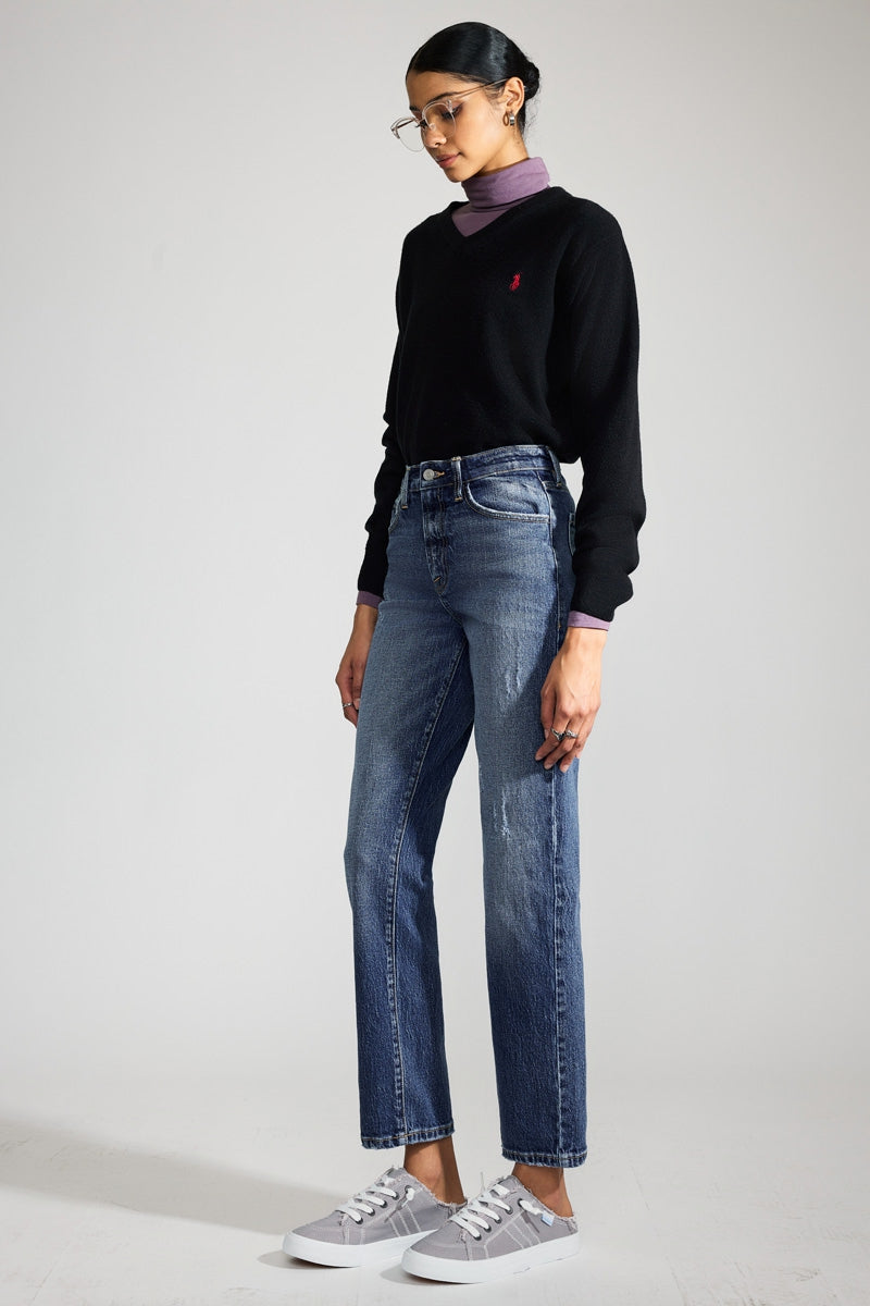 Dorothea Premier High Rise Straight Jeans for Women - Classic Stretch Denim Pants for Everyday Wear | Office, Casual & Date Night Outfits