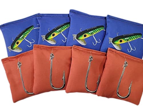 Fishing Cornhole Bags Set of 8 - Fathers Day Gift for Outdoor Games