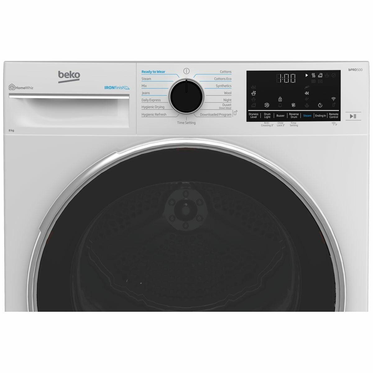 Beko 8kg Heat Pump Dryer with Steam Function BDPB802SW - Energy Efficient Laundry Solution for Homes & Apartments