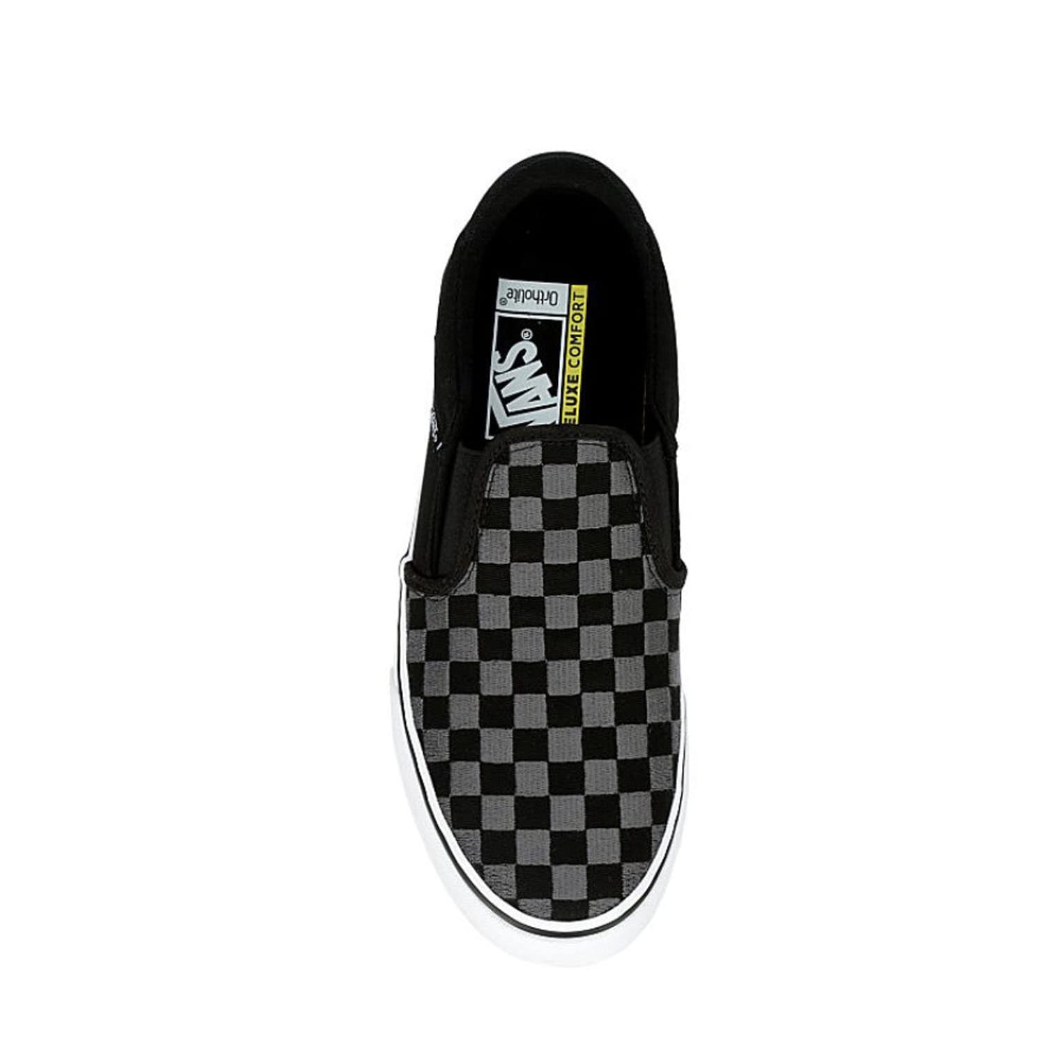 Vans Unisex Asher Deluxe Slip-On Sneakers - Black & White Checkerboard Low Top Casual Shoes for Men & Women | Perfect for Skateboarding, Streetwear Fashion & Everyday Comfort
