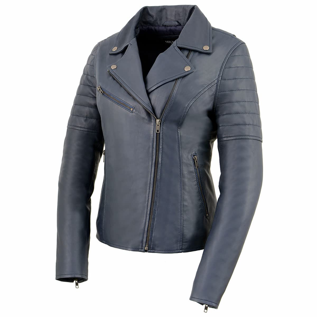 Milwaukee Leather Women's Maiden Aqua Premium Sheepskin Motorcycle Jacket with Studs SFL2840 - Stylish Biker Jacket for Riding & Casual Wear