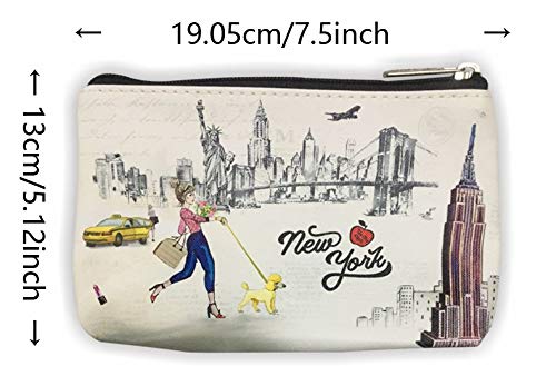 Cute New York Souvenir Zipper Pouch for Girls & Women - Travel Cosmetic Bag, Makeup Purse (JP-330104H) - Perfect for Travel, School & Daily Essentials Storage