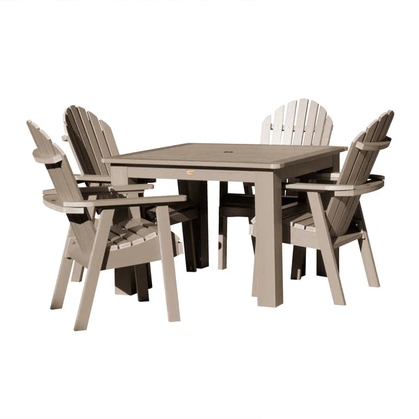 Hamilton Adirondack 5-Piece Square Outdoor Dining Set - Patio Furniture for Backyard, Garden, Deck & Poolside Dining