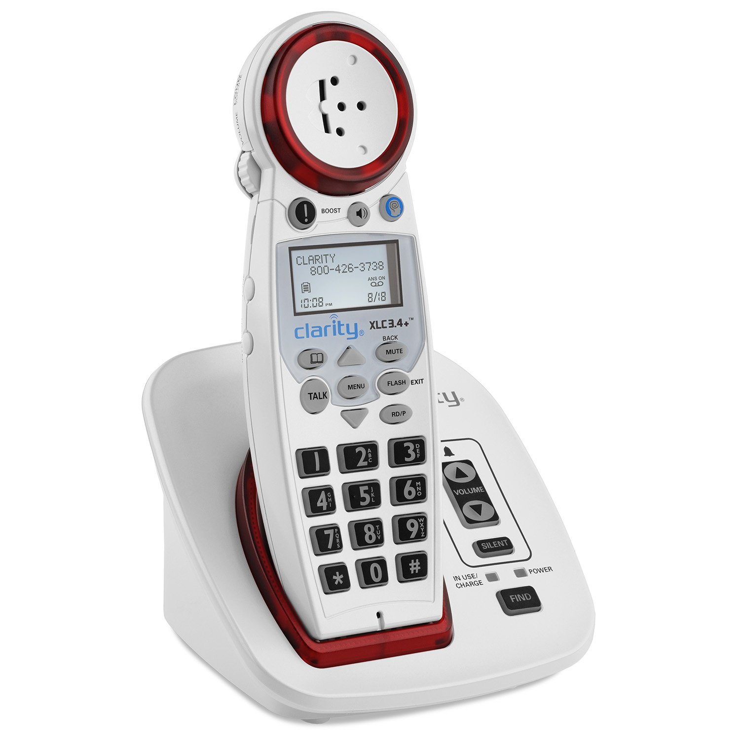 Clarity 59234.001 XLC3.4+ Amplified Cordless Phone for Severe Hearing Loss - Loud & Clear Sound for Seniors & Hearing Impaired - Perfect for Home & Office Use