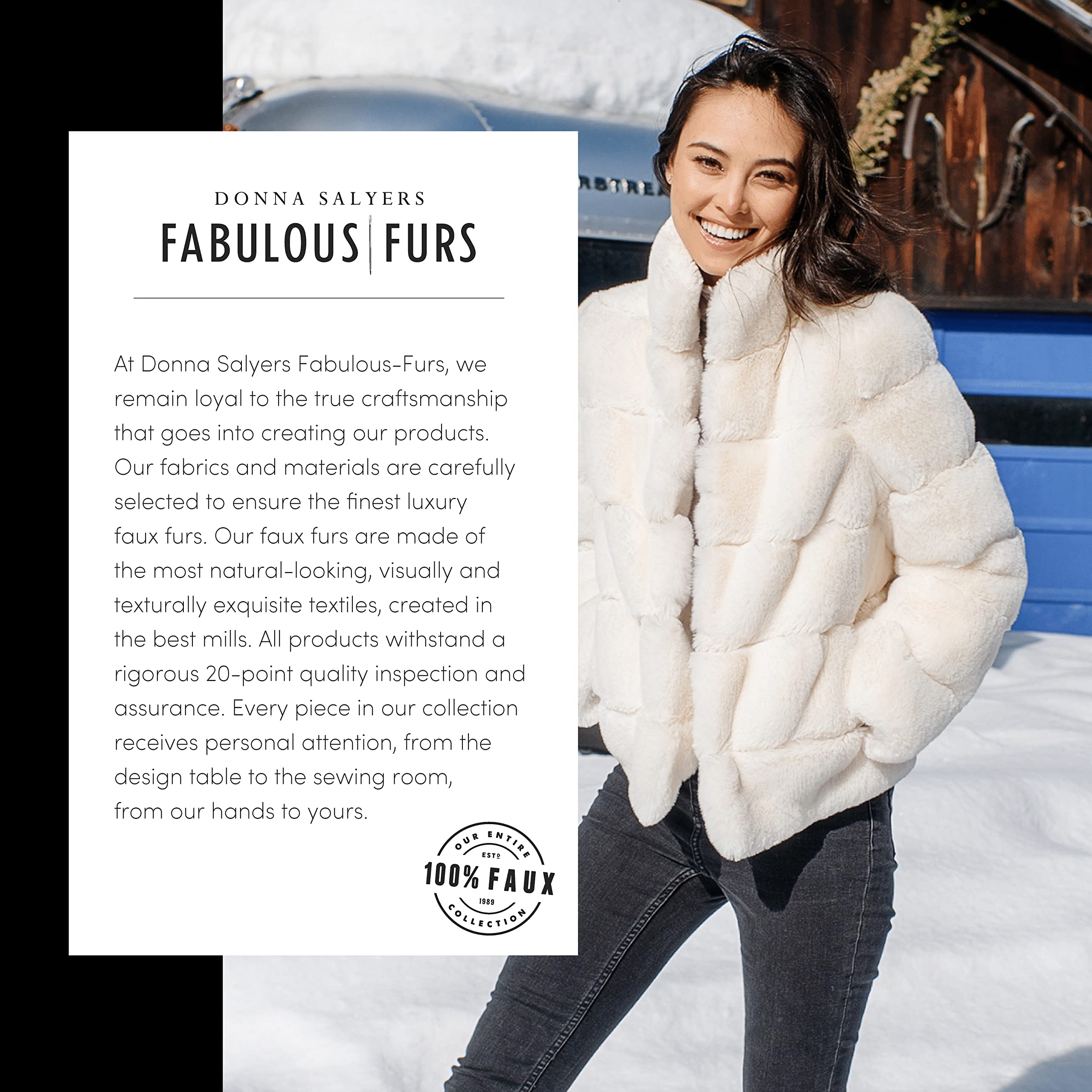 Fabulous-Furs Donna Salyers Chevron Reversible Faux Fur Zip Vest - Women's Winter Fashion Jacket for Outdoor Activities & Casual Wear