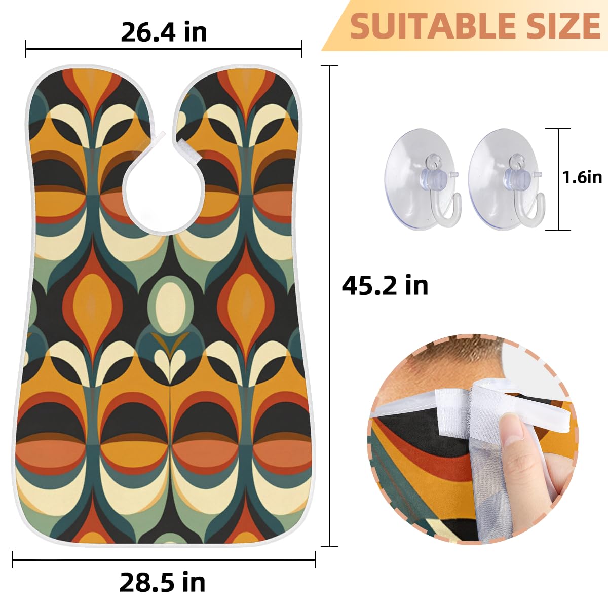 Retro Azulejo Pattern Beard Shaving Bib for Men - Waterproof Hair Dye Apron & Barber Cape for Haircut, Makeup & Styling - Sink Hair Catcher & Beard Trimming Tool - Perfect for Home Grooming & Salon Use