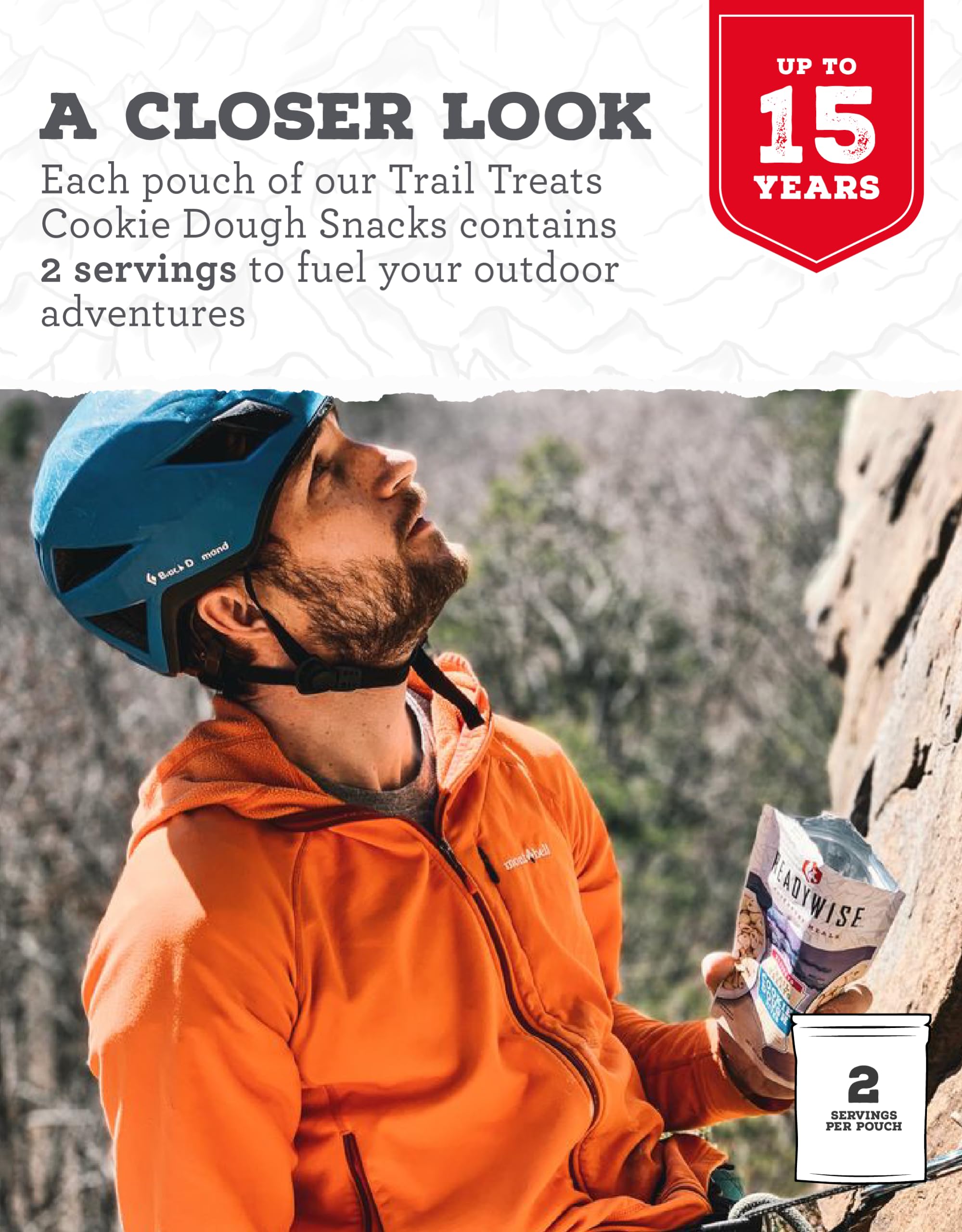 READYWISE Freeze Dried Cookie Dough - 2 Servings Emergency Survival Food for Camping, Hiking & Backpacking | Long Shelf Life MRE Snacks | Perfect for Outdoor Adventures & Disaster Preparedness Kits