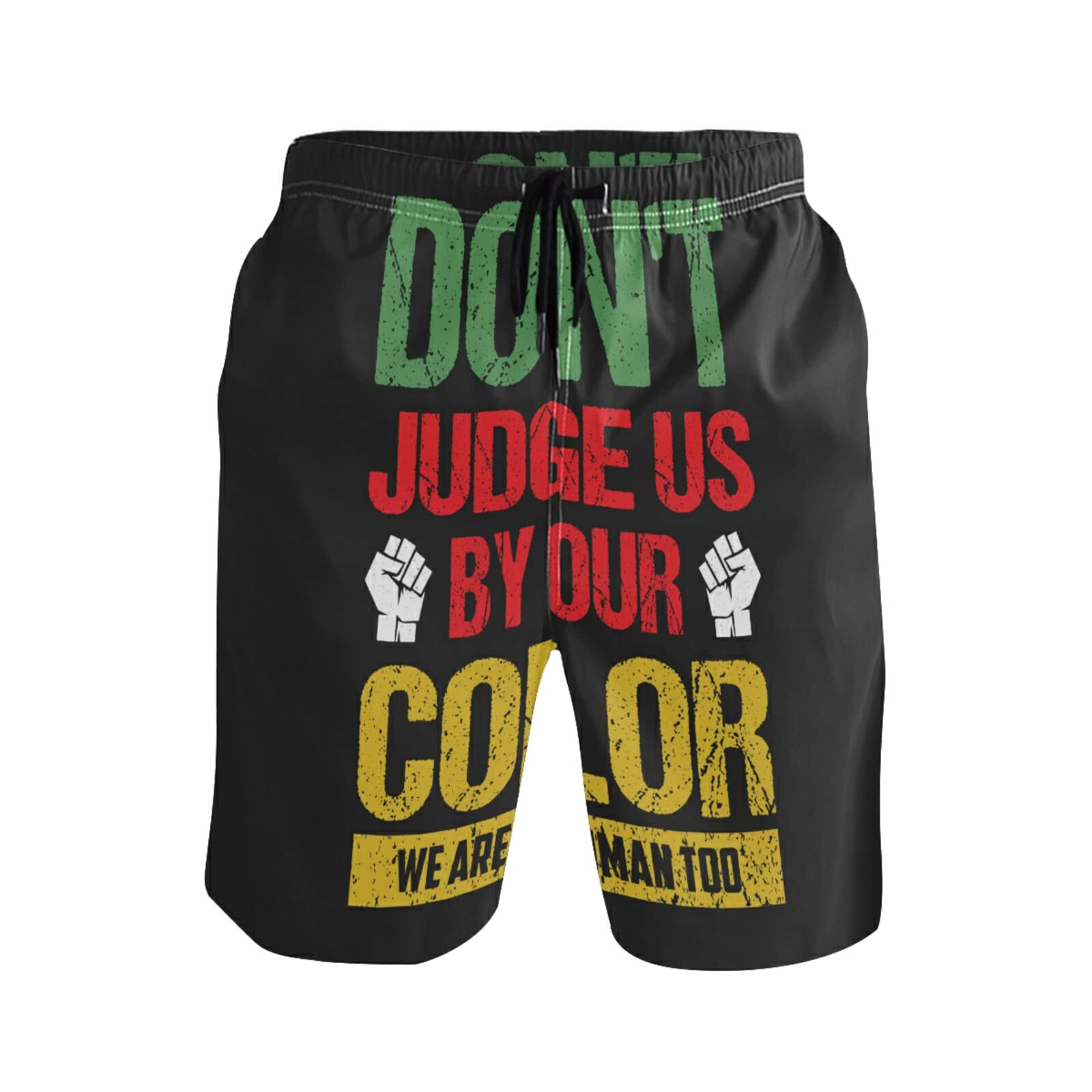Black Lives Matter Men's Swim Trunks - Quick Dry Summer Beach Shorts with Mesh Lining | Comfortable Bathing Suits for Swimming, Surfing & Pool Parties