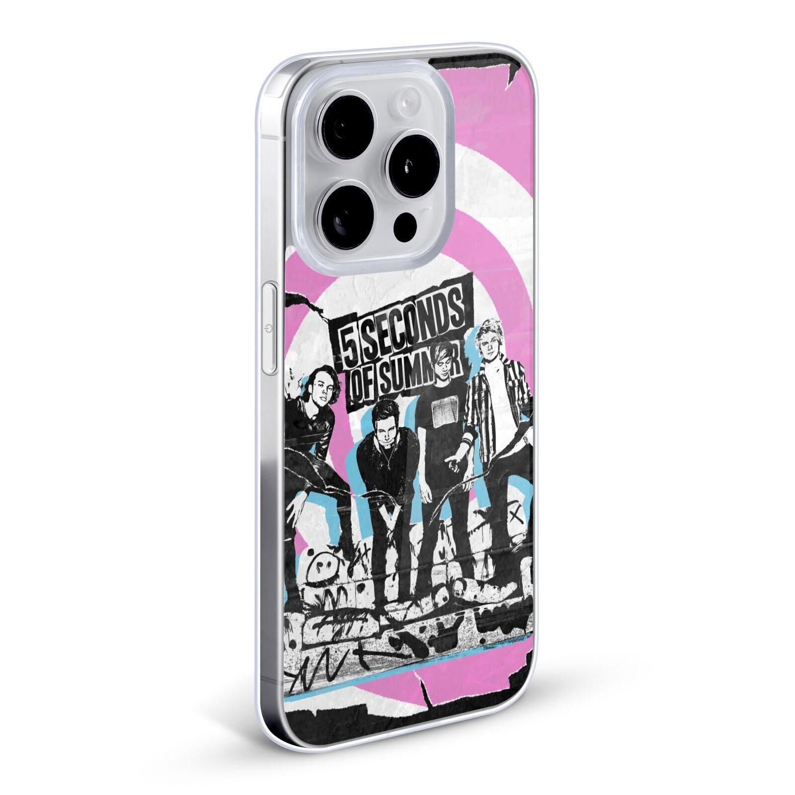 Officially Licensed 5 Seconds of Summer Trashed Posters Soft Gel Phone Case for Apple iPhone 12/12 Pro - Protective Cover with Unique Band Design for Concerts & Music Fans