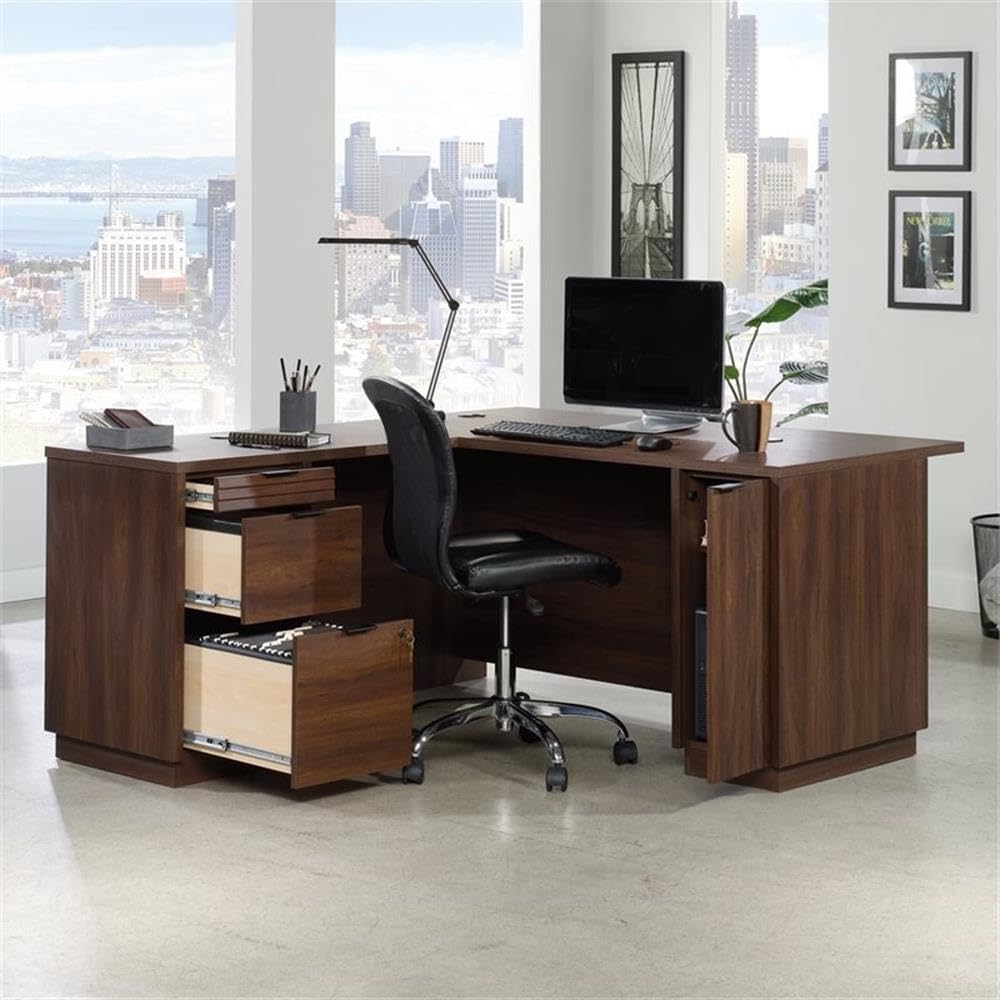 UrbanPro 60 Inch L-Shaped Wooden Computer Desk in Spiced Mahogany - Home Office Workstation for Gaming & Study | Modern Ergonomic Writing Desk for Small Spaces