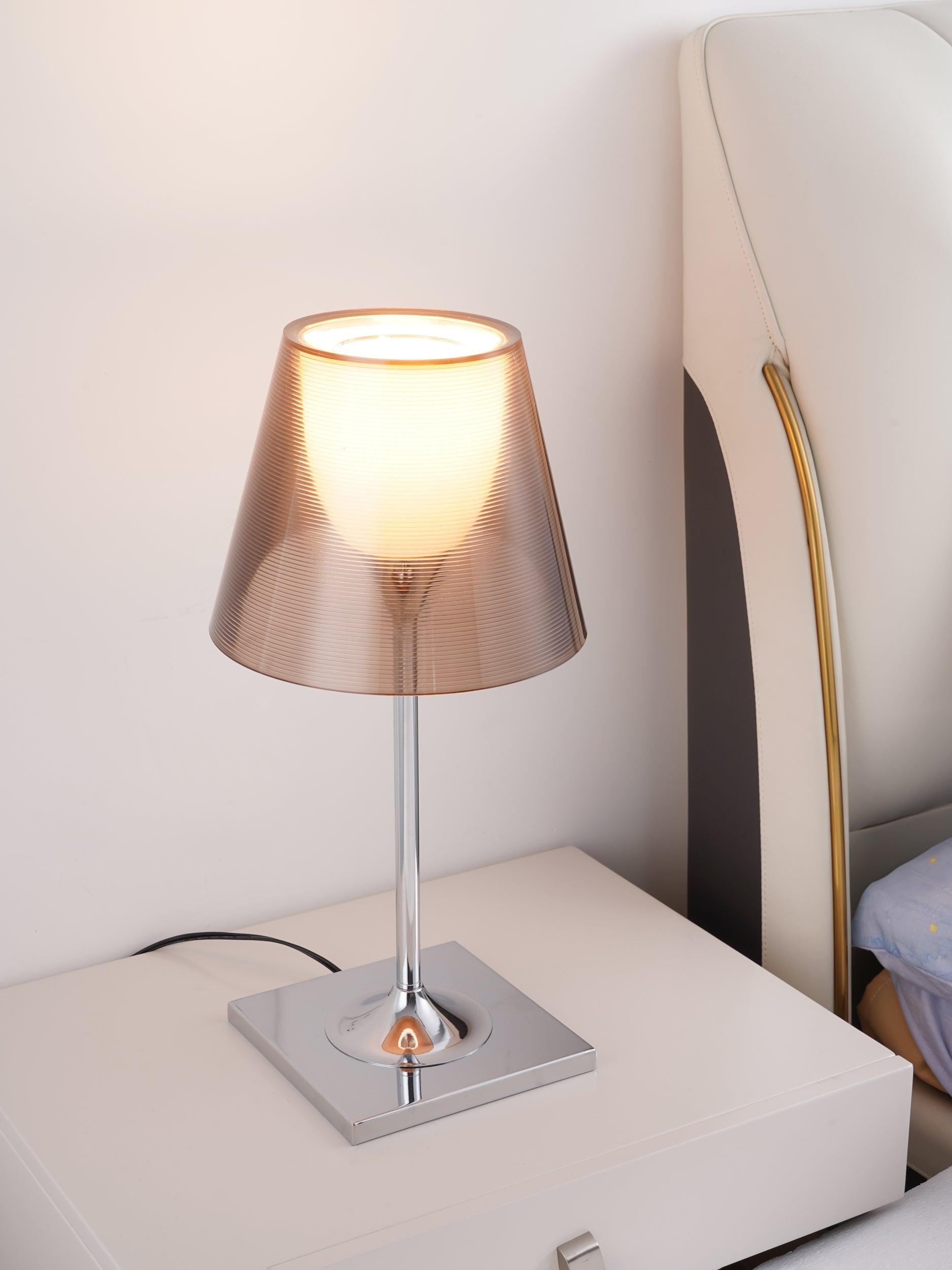 Chrome Prism Table Lamp - Modern Geometric LED Night Light for Bedroom, Living Room & Office Decor | Perfect for Reading, Relaxing & Creating Ambient Lighting