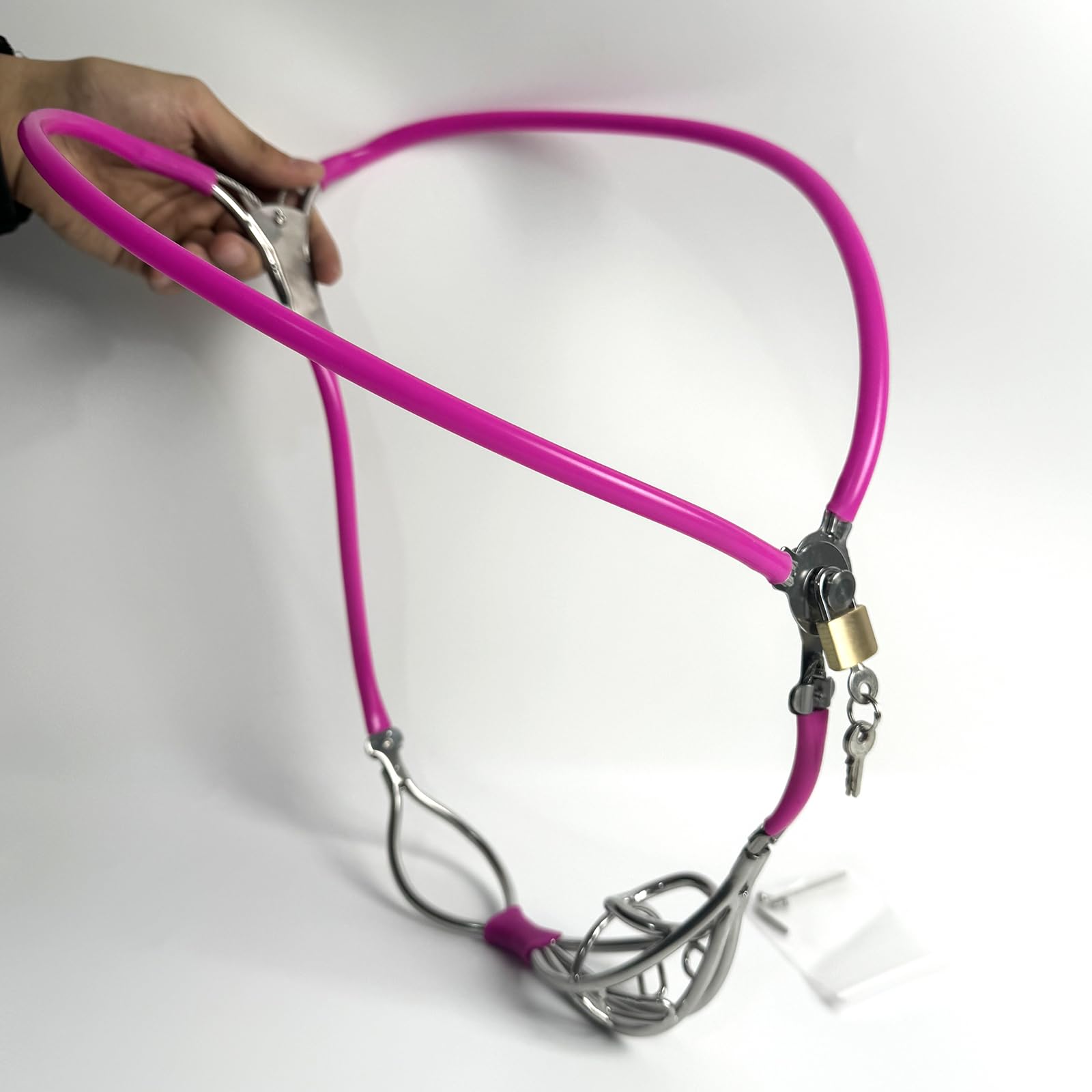 Stainless Steel Male Chastity Belt Cage - Adjustable Hollow Bondage Underwear with Hole for BDSM & Lock Play (Pink, 60-90cm) | Discreet Wear Under Clothes for Everyday Use & Adult Play