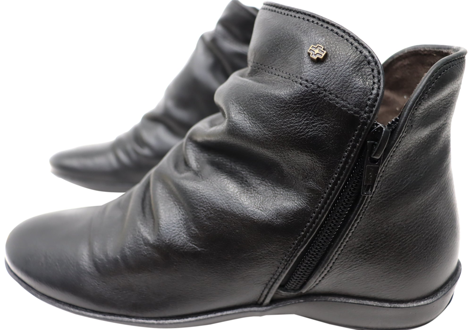 Perlatto Linda Women's Comfortable Leather Ankle Boots - Brazilian Made Leather Booties for Walking, Work & Casual Outfits