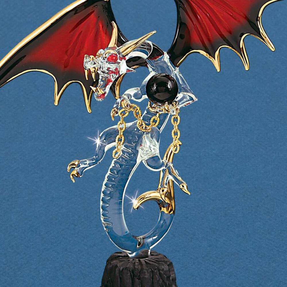 Black Magic Dragon Glass Figurine - Handcrafted Collectible for Home Decor, Gifts & Fantasy Displays