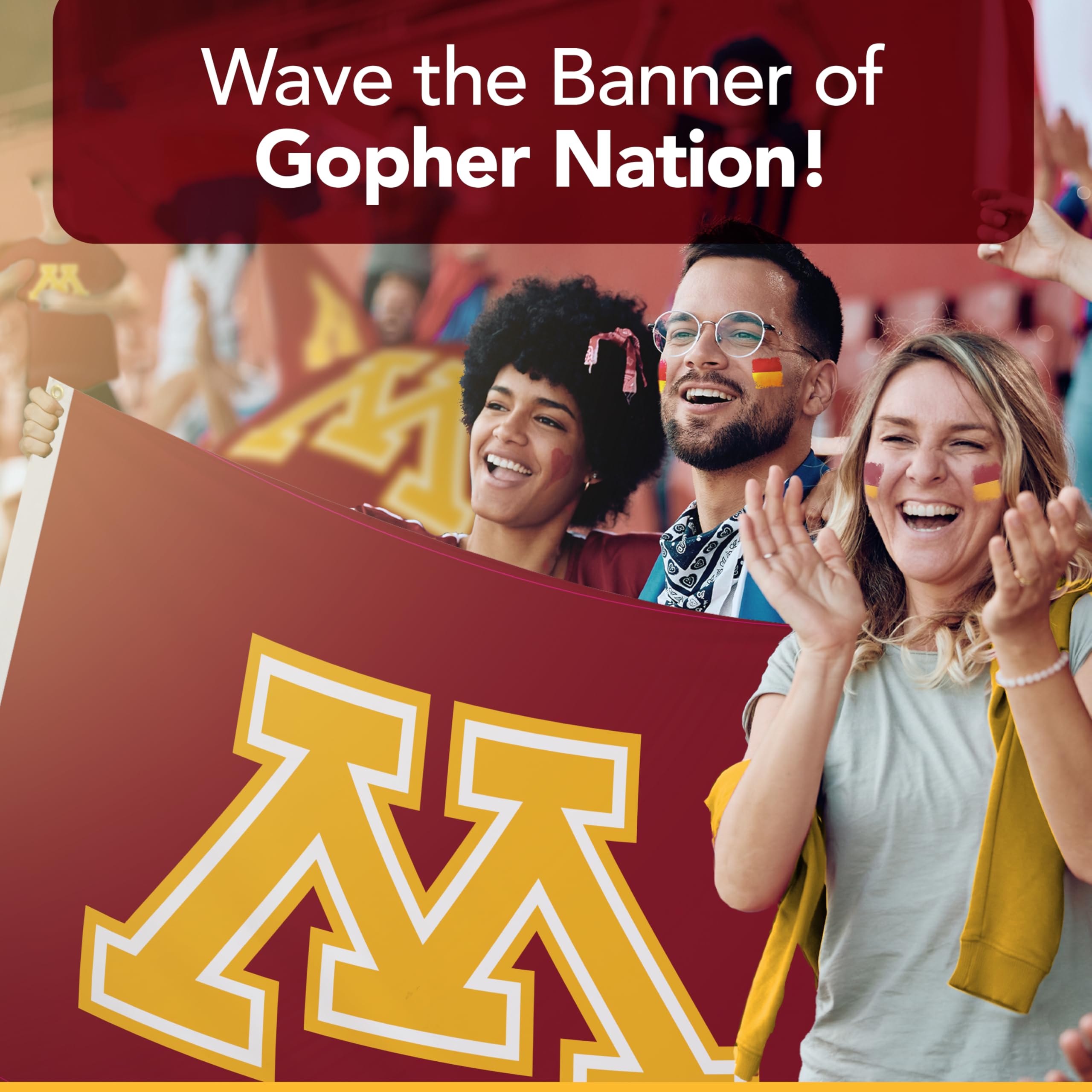 Minnesota Golden Gophers NCAA Licensed 5' x 8' Nylon College Sports Banner - Maroon, Gold & White - Perfect for Game Day Decor, Tailgating & Dorm Room Wall Decor