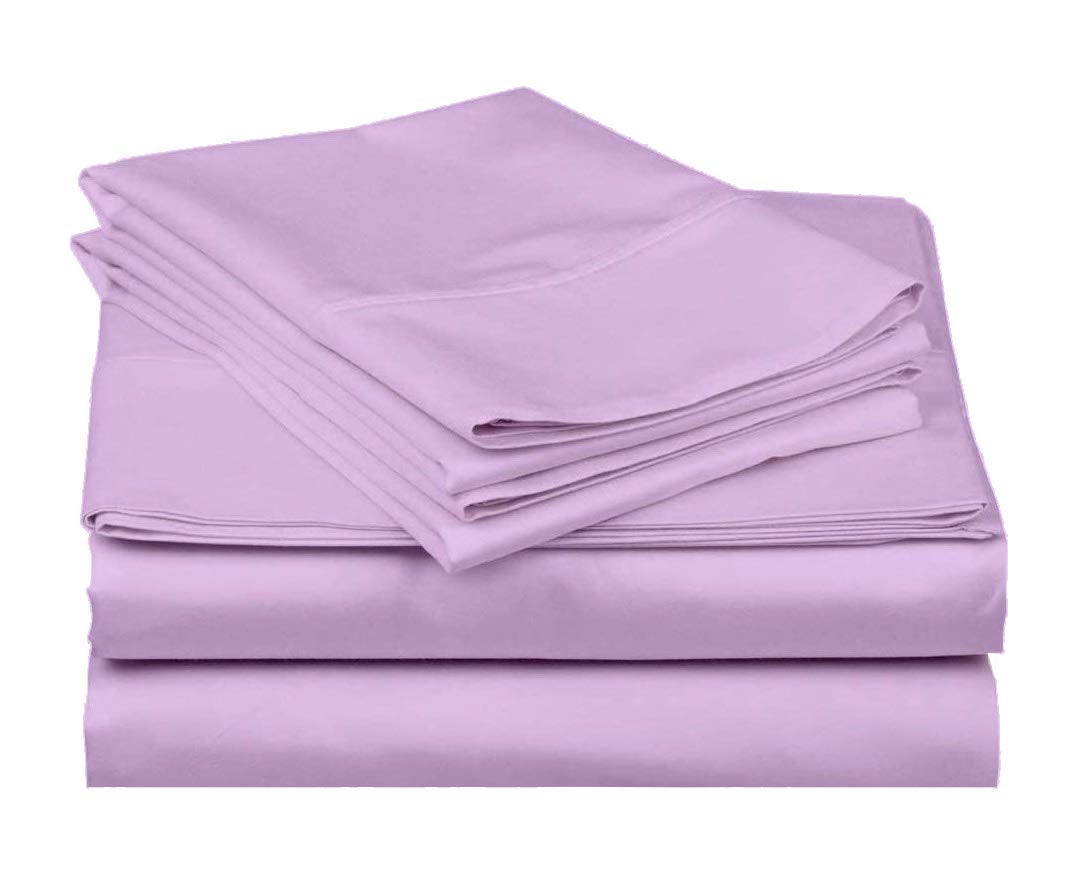 Luxury 100% Cotton 800 Thread Count Queen Size Waterbed Sheet Set - 4 Piece with Deep Pocket Fitted Sheet (12 Inch, Lavender) for Ultimate Comfort in Bedrooms, Guest Rooms & Vacation Homes