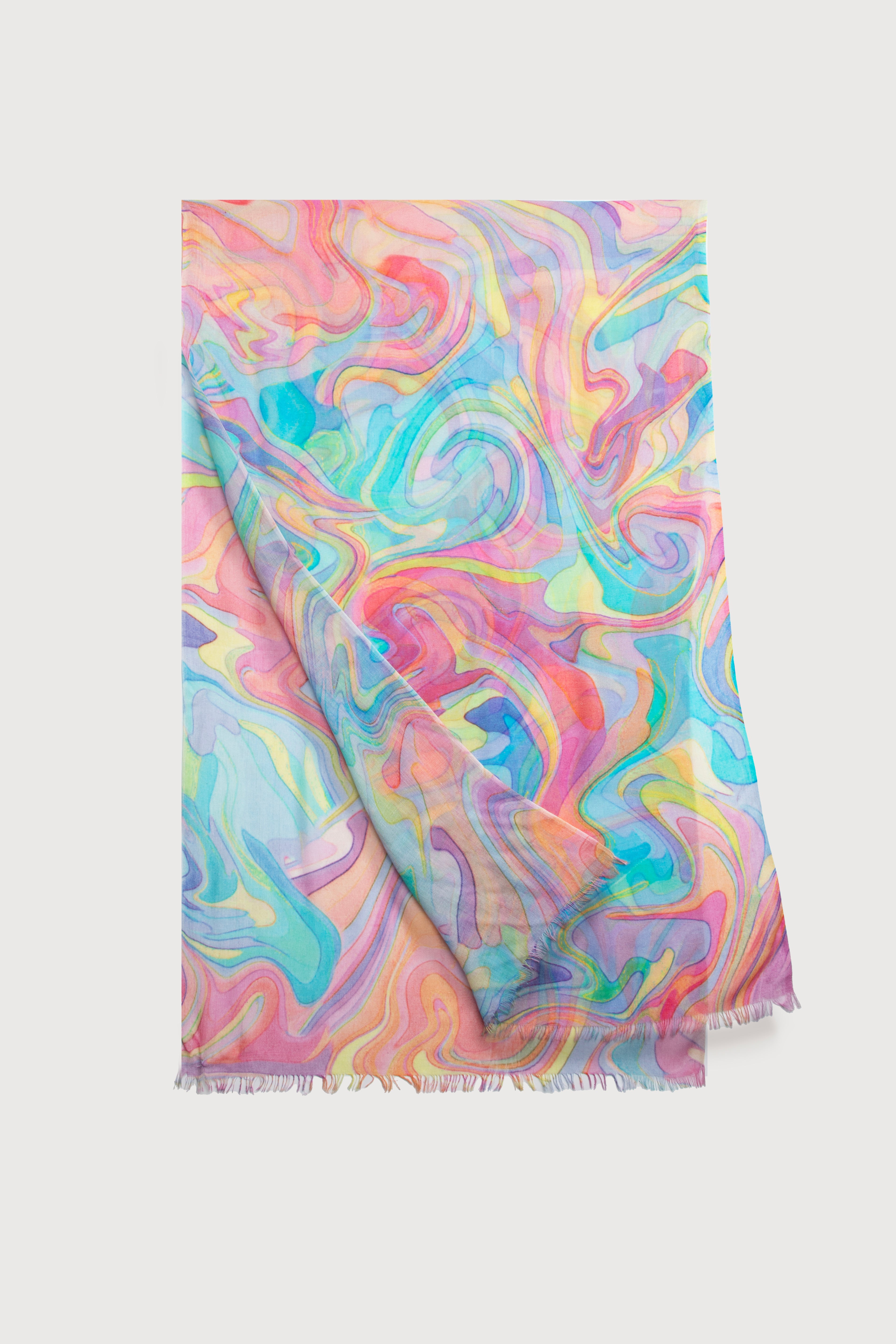 Elegant Marbled Multicolor Scarf for Women - Soft & Lightweight Winter Fashion Accessory - Perfect for Office, Travel, and Special Occasions