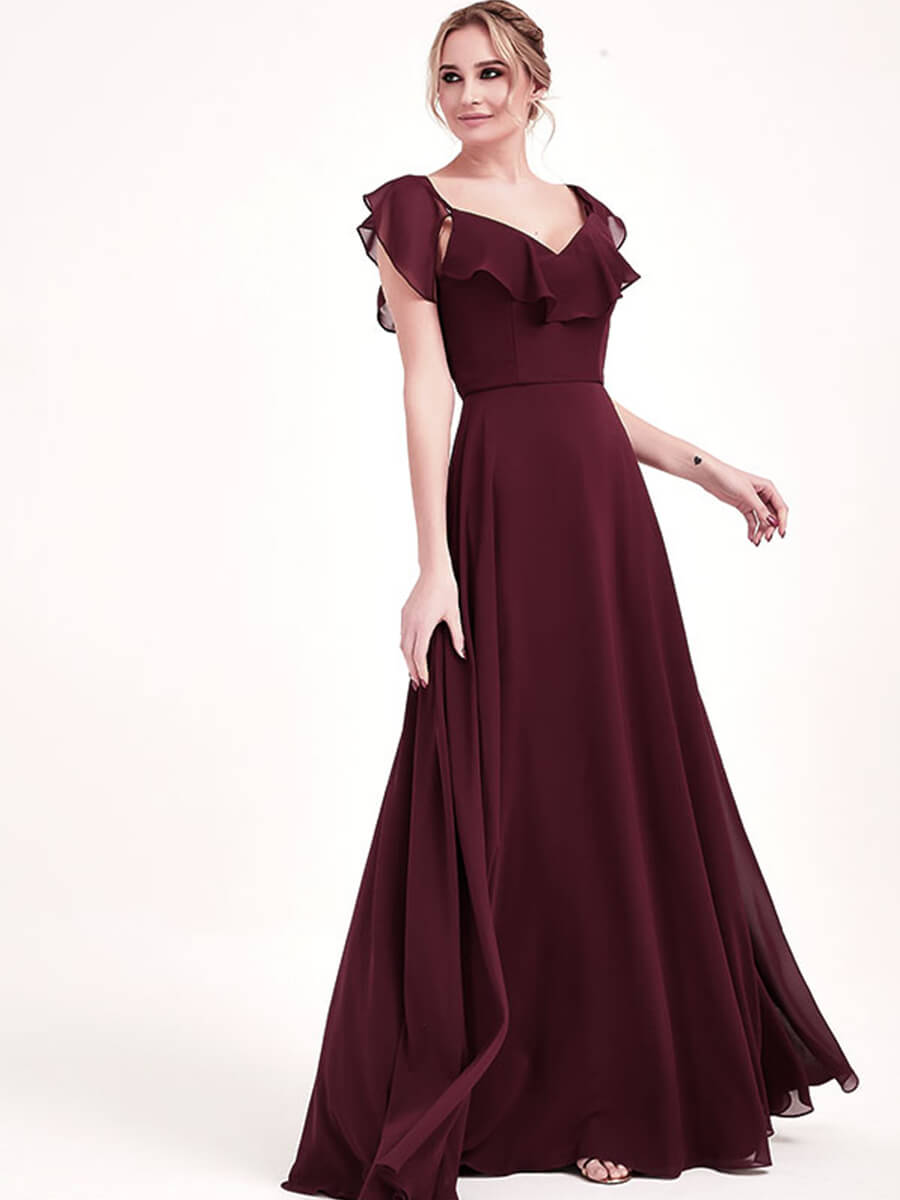 Elegant Dusty Purple Chiffon Bridesmaid Dress - 3-Way Convertible Design for Weddings, Parties & Special Occasions