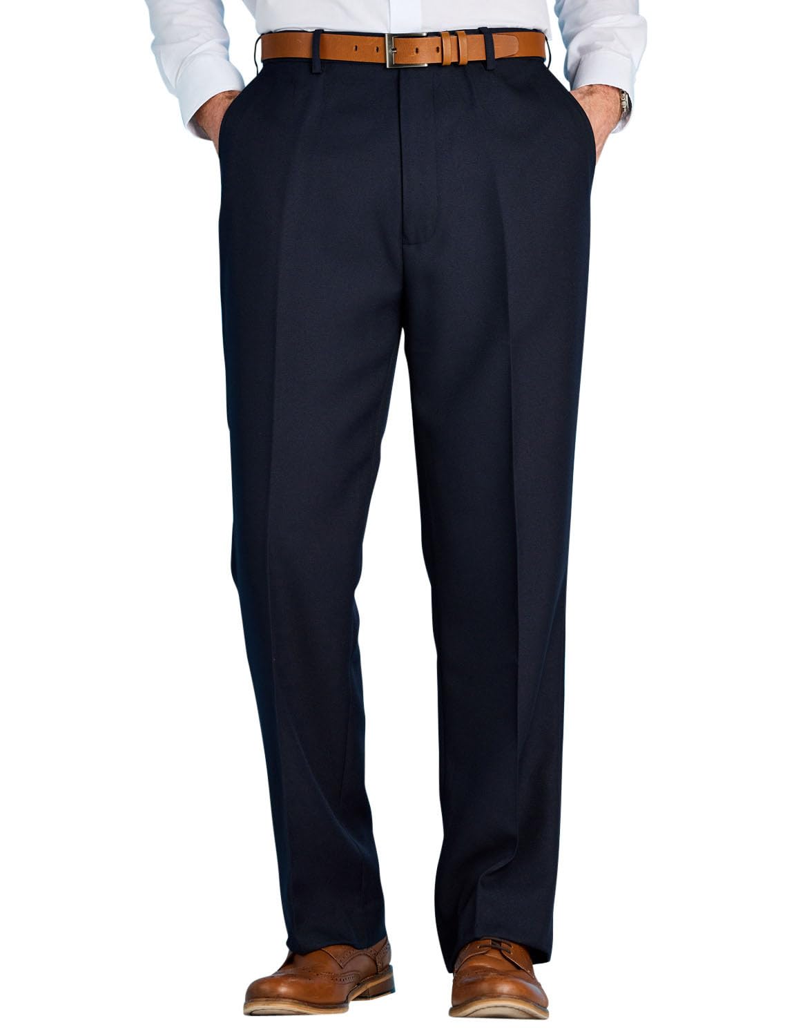 Men's Stretch Waist Formal Work Pants - Comfortable Dress Slacks with Hidden Elastic Waistband for Office, Business Meetings & Professional Occasions