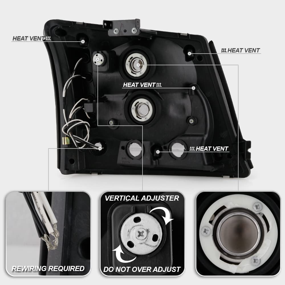 ACANII Black LED Headlights & Bumper Lights Conversion Kit for 2003-2006 Chevy Silverado 1500/2500/3500 & Avalanche - 1-Piece Pair - Upgrade Your Truck Lighting for Night Driving & Off-Road Adventures