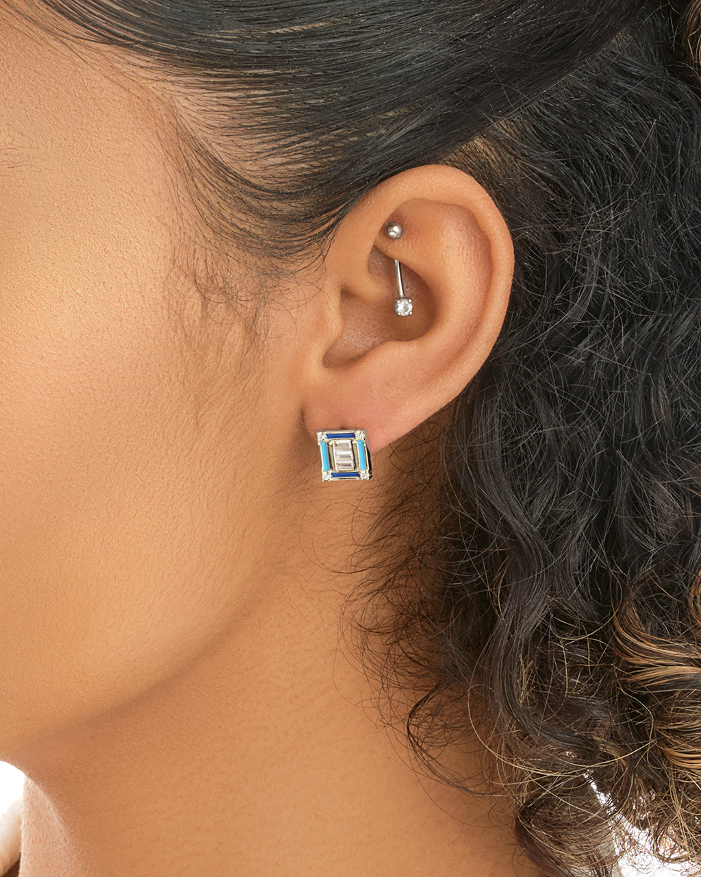 Luella CZ & Enamel Square Stud Earrings for Women - Elegant Cubic Zirconia Fashion Jewelry - Perfect for Parties, Weddings & Everyday Wear