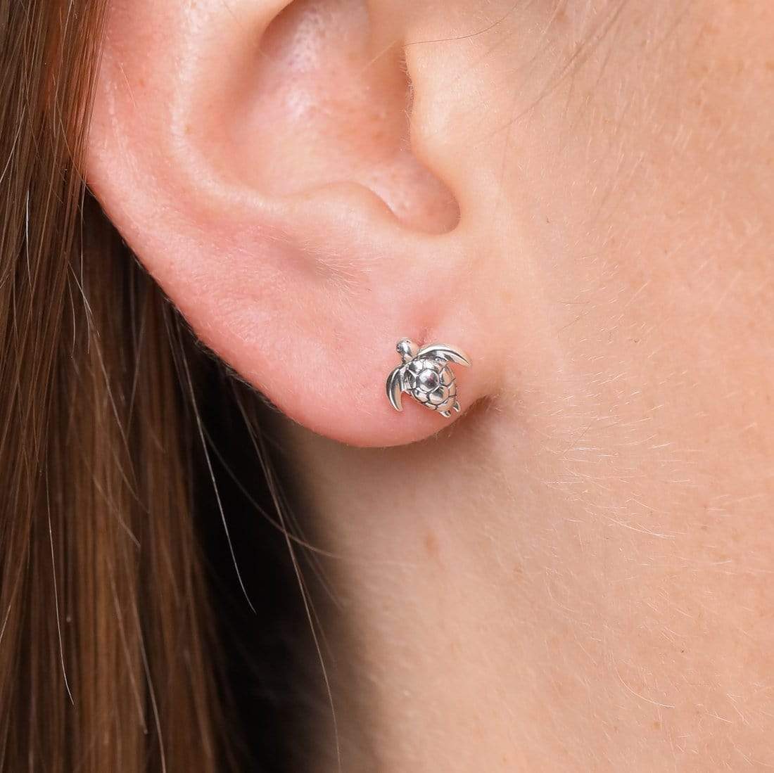 Long Reef Turtle Stud Earrings - Sterling Silver Sea Turtle Jewelry for Women - Perfect for Beach Vacations, Boho Outfits & Gift Giving