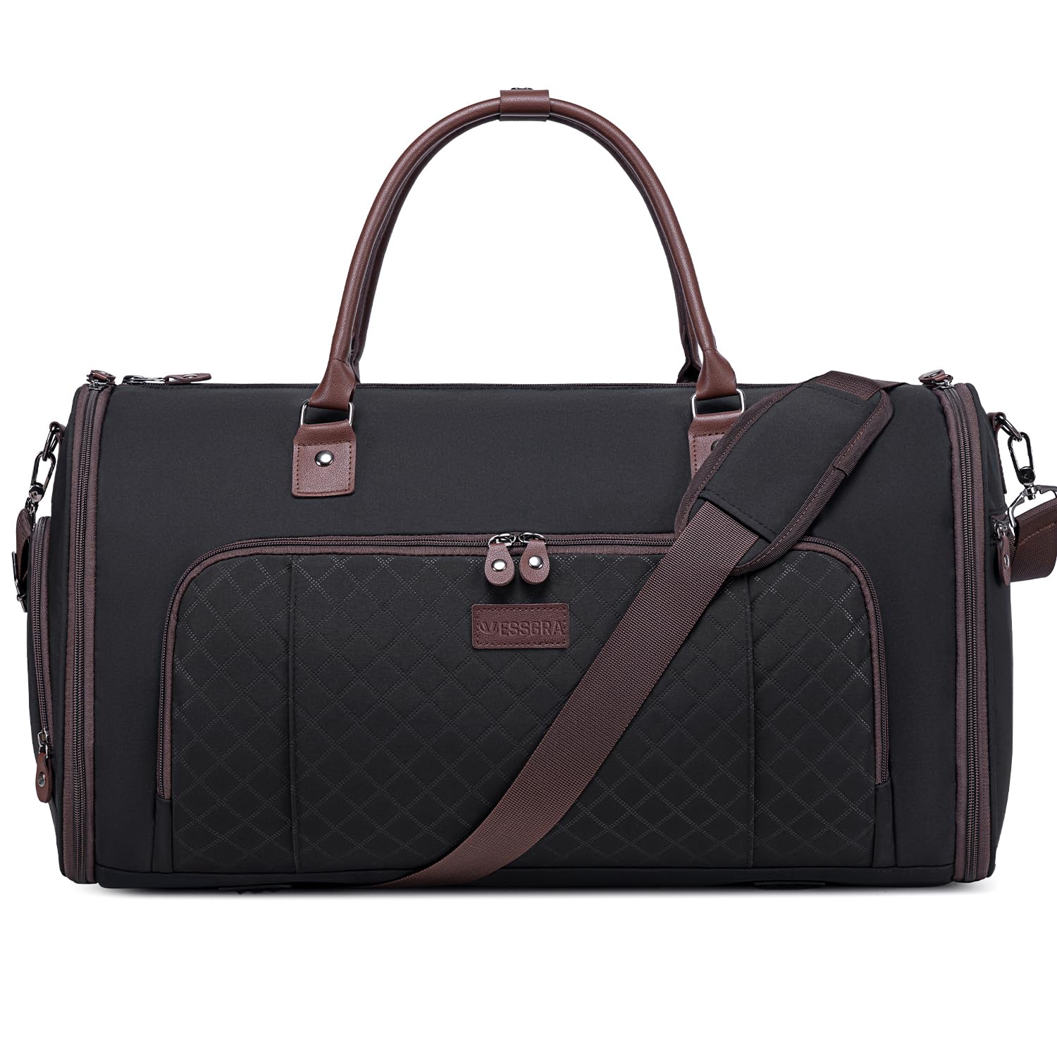 2-in-1 Convertible Travel Garment Bag with Detachable Shoulder Strap & Shoe Compartment - Waterproof Carry On Duffle for Business Trips, Weddings & Formal Events (Black) - Perfect for Air Travel, Office Commute & Weekend Getaways