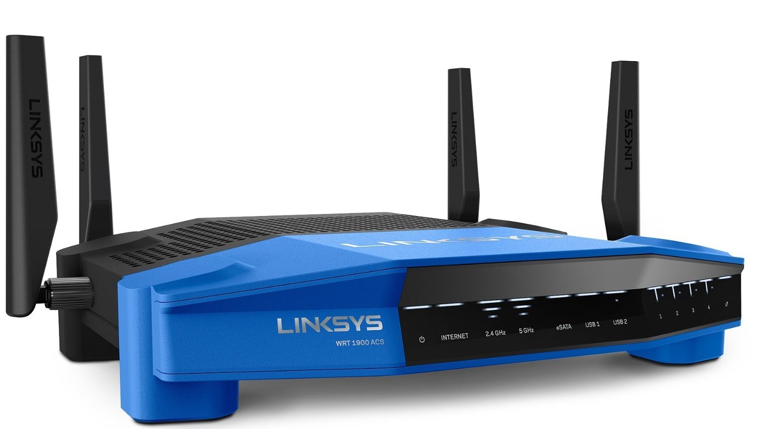 Linksys AC1900 Dual Band Open Source WiFi Wireless Router (WRT1900AC) - High Speed Gigabit Internet, 4 External Antennas, OpenVPN Support - Perfect for Home Office, Gaming & 4K Streaming (Renewed)