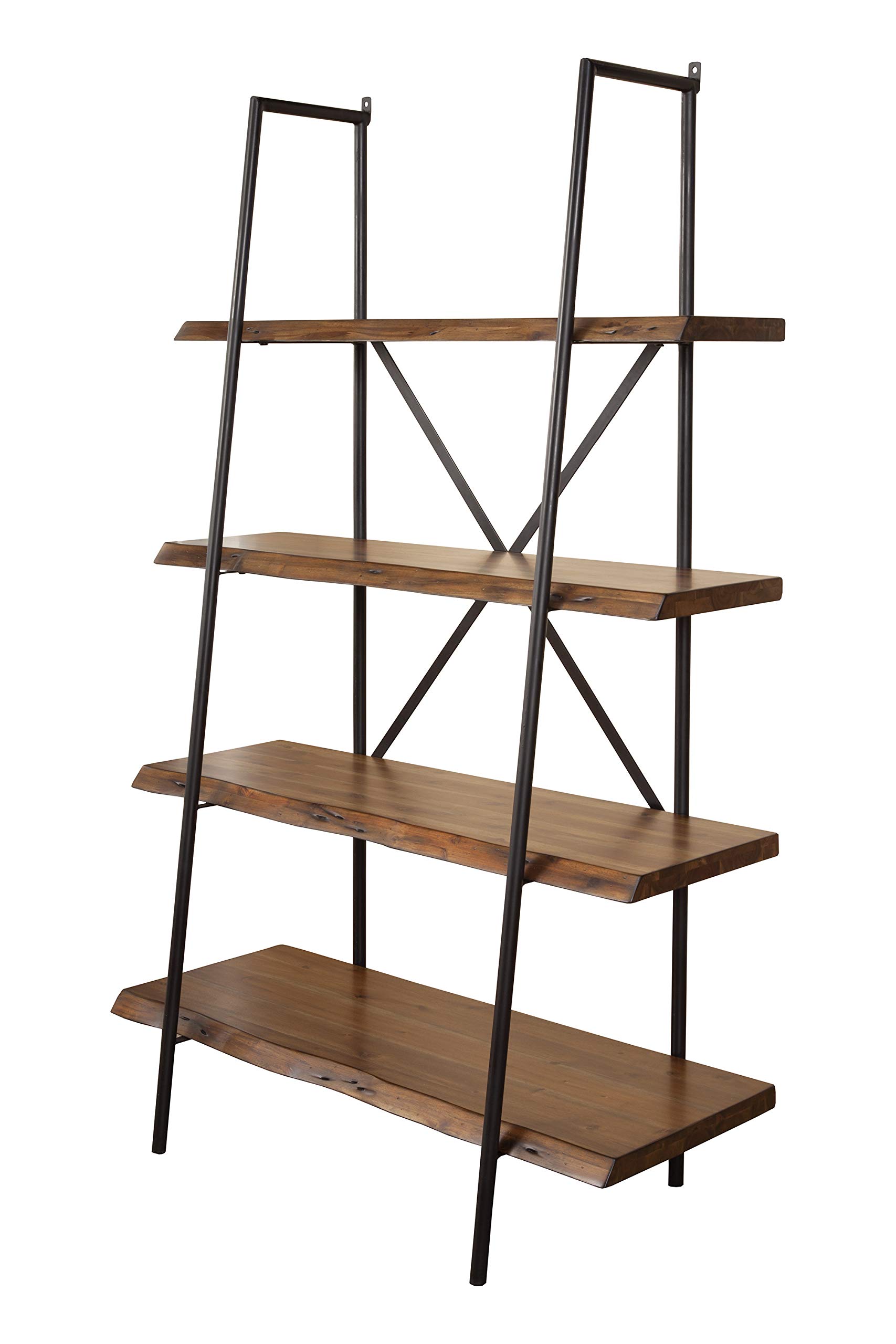 Live Edge Bookshelf in Light Walnut - Handcrafted Alpine Wood Furniture for Home & Office Decor | Rustic Bookshelf for Living Room, Bedroom, or Study