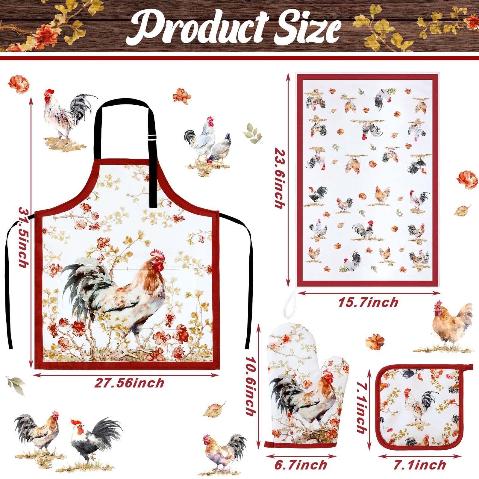 Bencailor 7-Piece Kitchen Towel Set with Oven Mitt, Pot Holder & Apron - Soft Absorbent Cotton for Cooking, Baking, Cleaning - Perfect Housewarming & Birthday Party Gifts for Home Decor