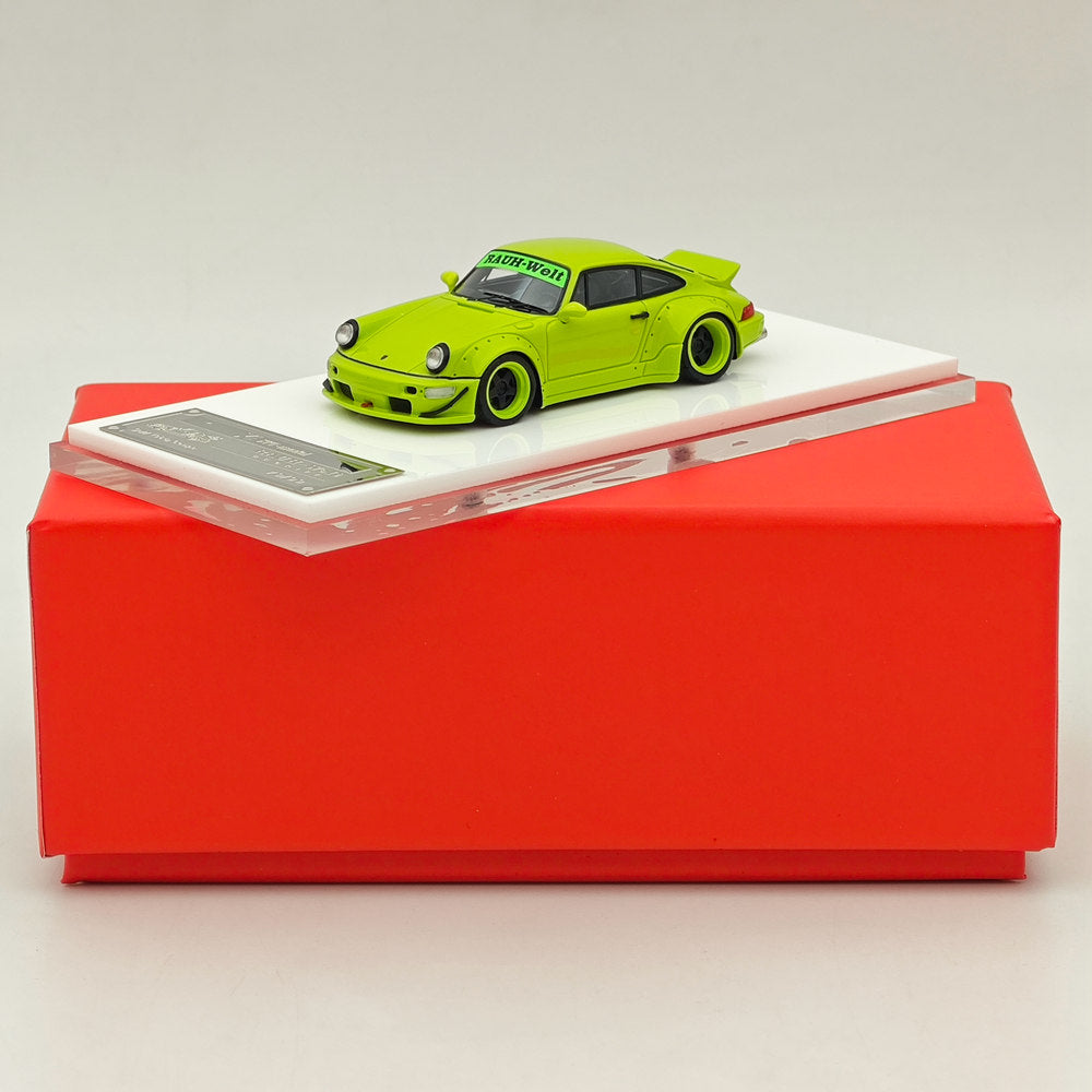 1/64 Scale Porsche 964 RWB RAUH Welt BEGRIFF Apple Green Resin Diecast Model Car - Limited Edition Collectible Toy Vehicle for Display & Gift Giving (Perfect for Car Enthusiasts, Office Decor, and Model Collections)