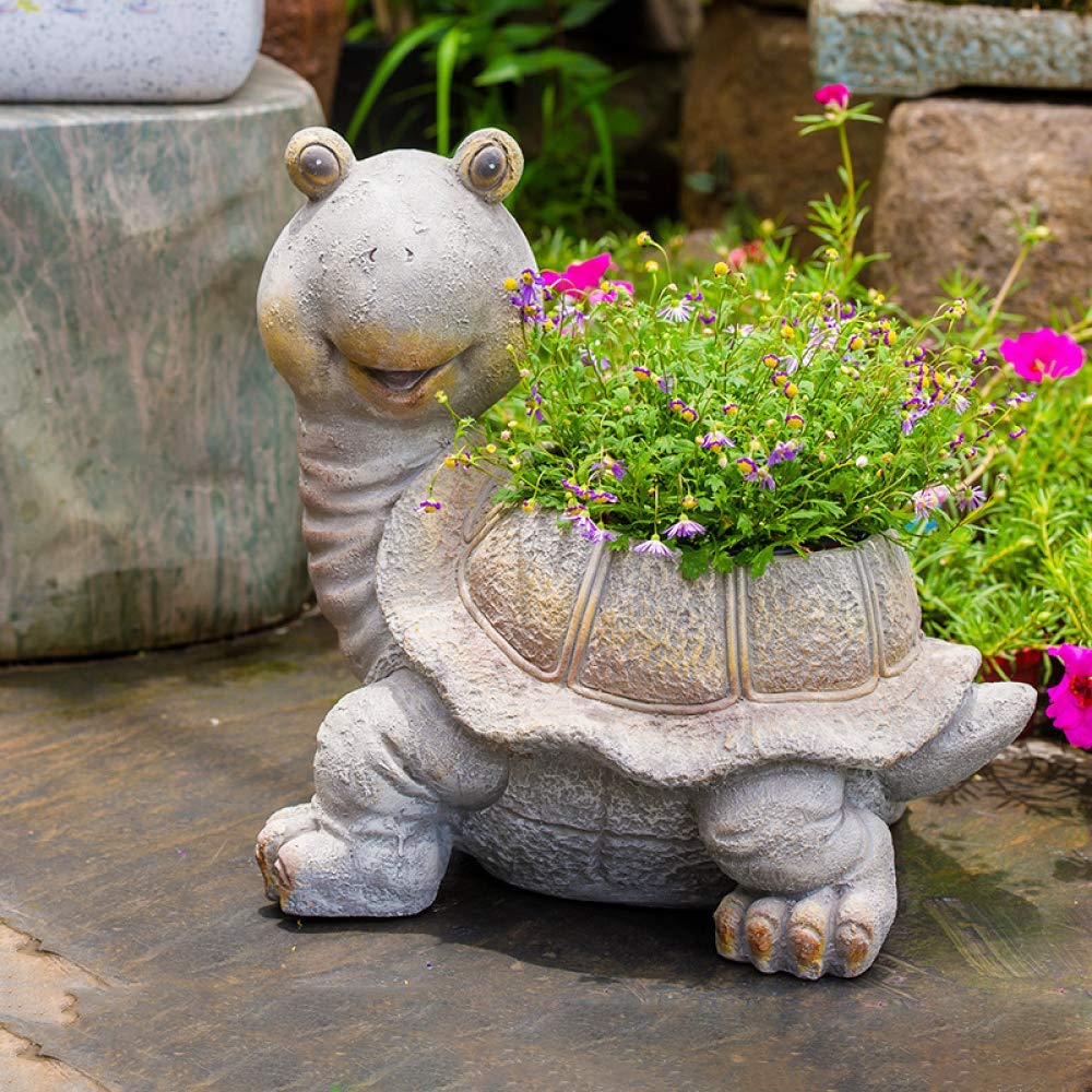 LIUSHI Resin Turtle Succulent Planter - Cute Flower Pot for Plants, Succulents & Small Flowers - Home & Garden Decor for Indoor, Outdoor, Office Desk, Balcony & Gift Ideas