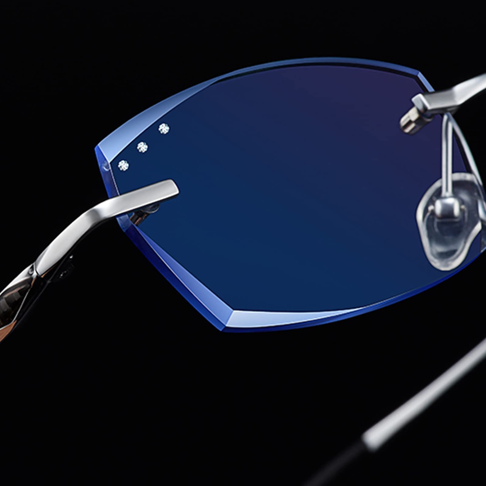 Titanium Rimless Reading Glasses for Men - Blue Light Blocking Computer Glasses with Tinted Diamond Cut Edge (2.5 Magnification) - Perfect for Office Work, Gaming & Screen Time