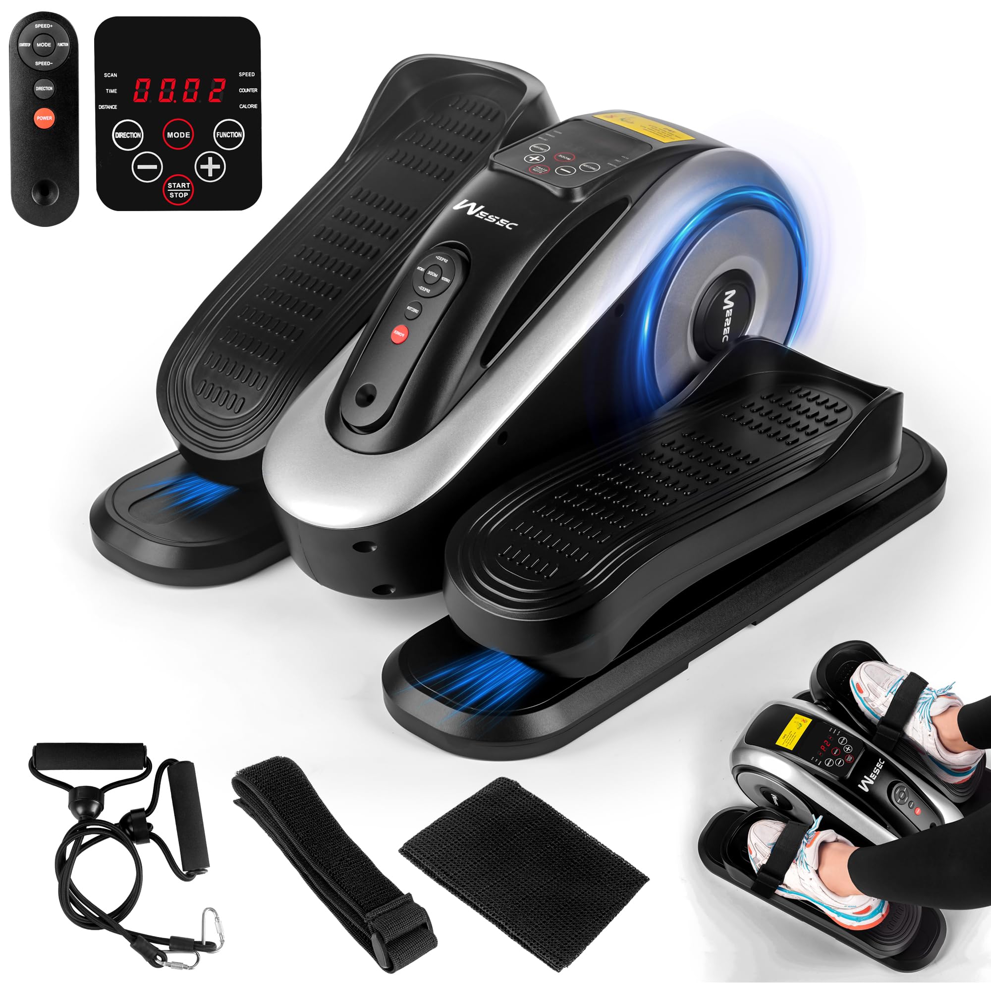 Under Desk Elliptical Machine - Quiet Electric Pedal Exerciser for Seniors with Remote, 12 Speed Levels & Auto/Manual Modes - Compact Leg Exercise Equipment for Home Office, Physical Therapy & Low-Impact Workouts