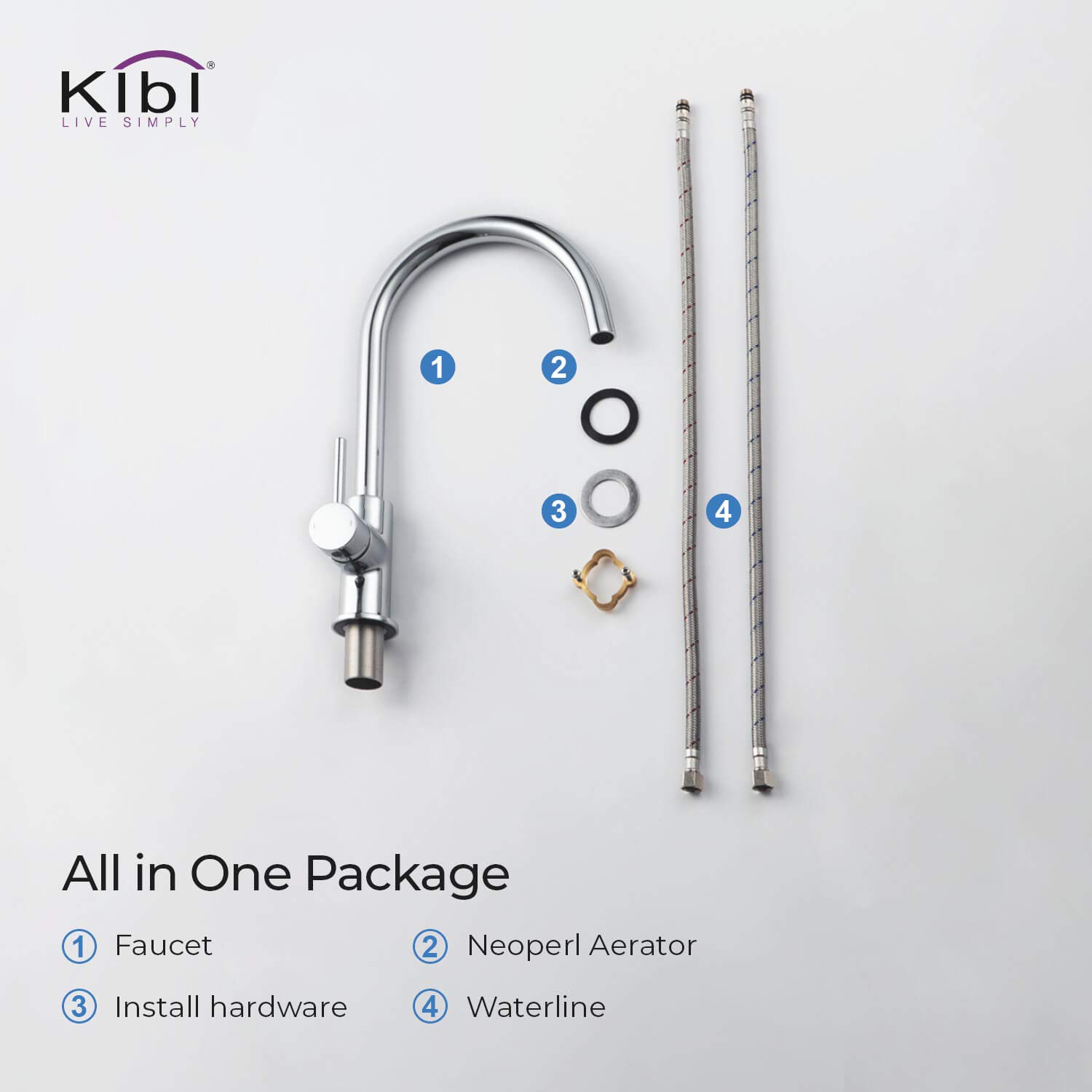 KIBI KKF2001 High Arc Single Hole Kitchen Faucet - 360° Swivel Spout, Chrome Finish, Rust & Corrosion Resistant | Perfect for Modern Kitchens, Bar Sinks & Small Spaces