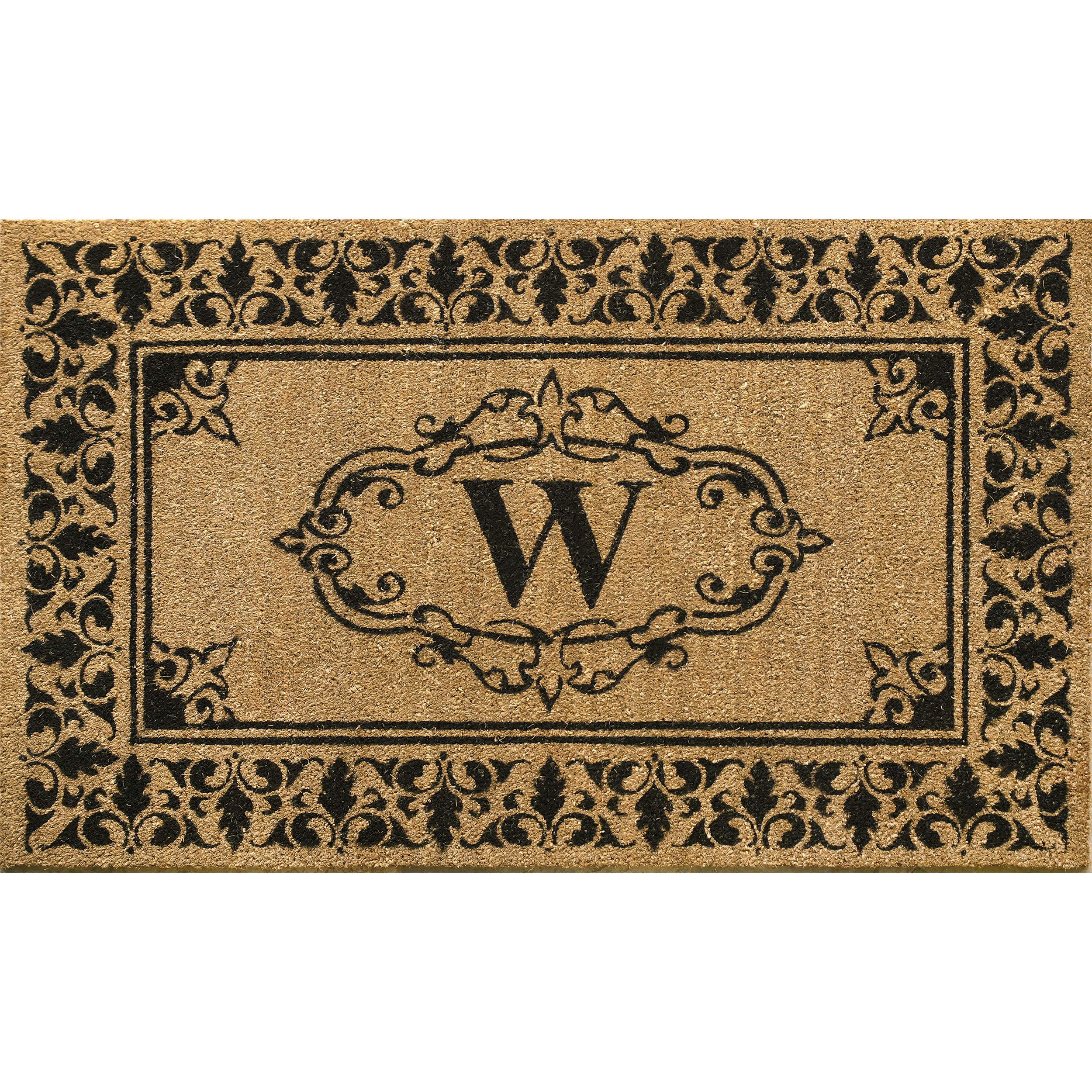 nuLOOM Monogrammed Outdoor Welcome Door Mat 3x4 ft, Personalized Letter W - Durable & Non-Slip Entryway Rug for Front Door, Porch, Patio, Deck Decor
