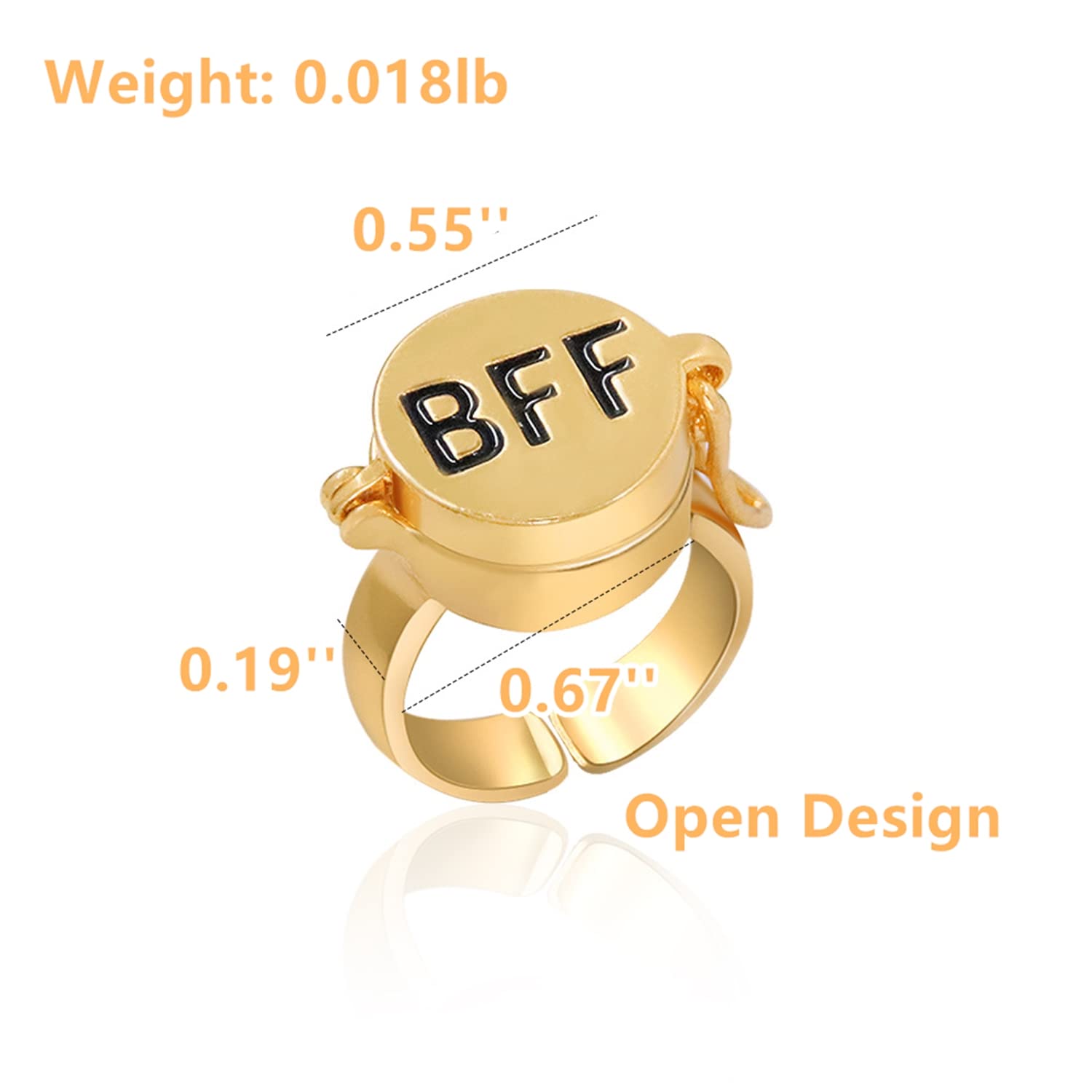 Spongebob BFF Rings for Best Friends - 14k Gold Plated Adjustable Friendship Rings for Teens - Cute Matching Jewelry Gifts for Girls & Boys (1 Pair) - Perfect for Birthdays, Anniversaries & Best Friend Day