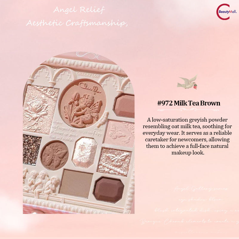 CHEERFLOR Angel Embossed Eyeshadow Palette - 12 Highly Pigmented Matte & Shimmer Eyeshadows for Day & Night Makeup Looks | Vegan & Cruelty-Free | Perfect for Parties, Weddings & Special Occasions