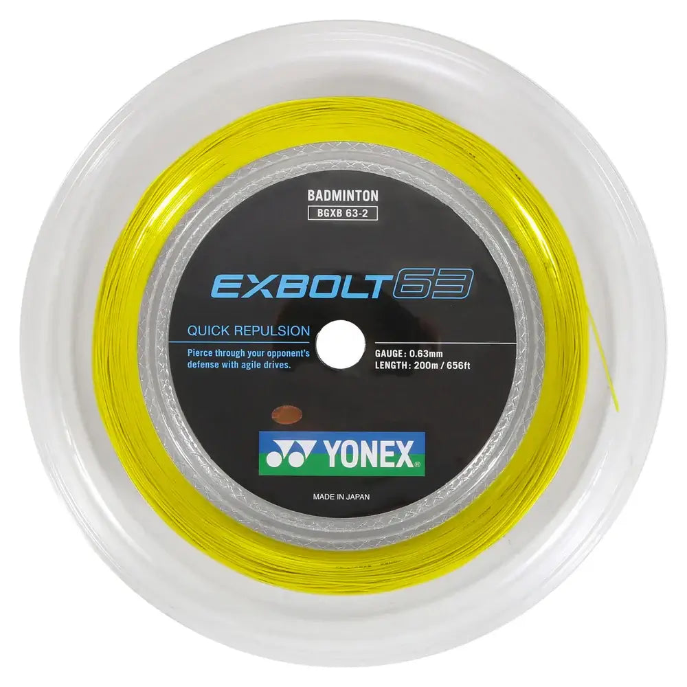 Yonex Exbolt 63 Badminton String [200m Reel] - High Performance Badminton Racket String for Professional Players - Perfect for Tournaments & Training Sessions