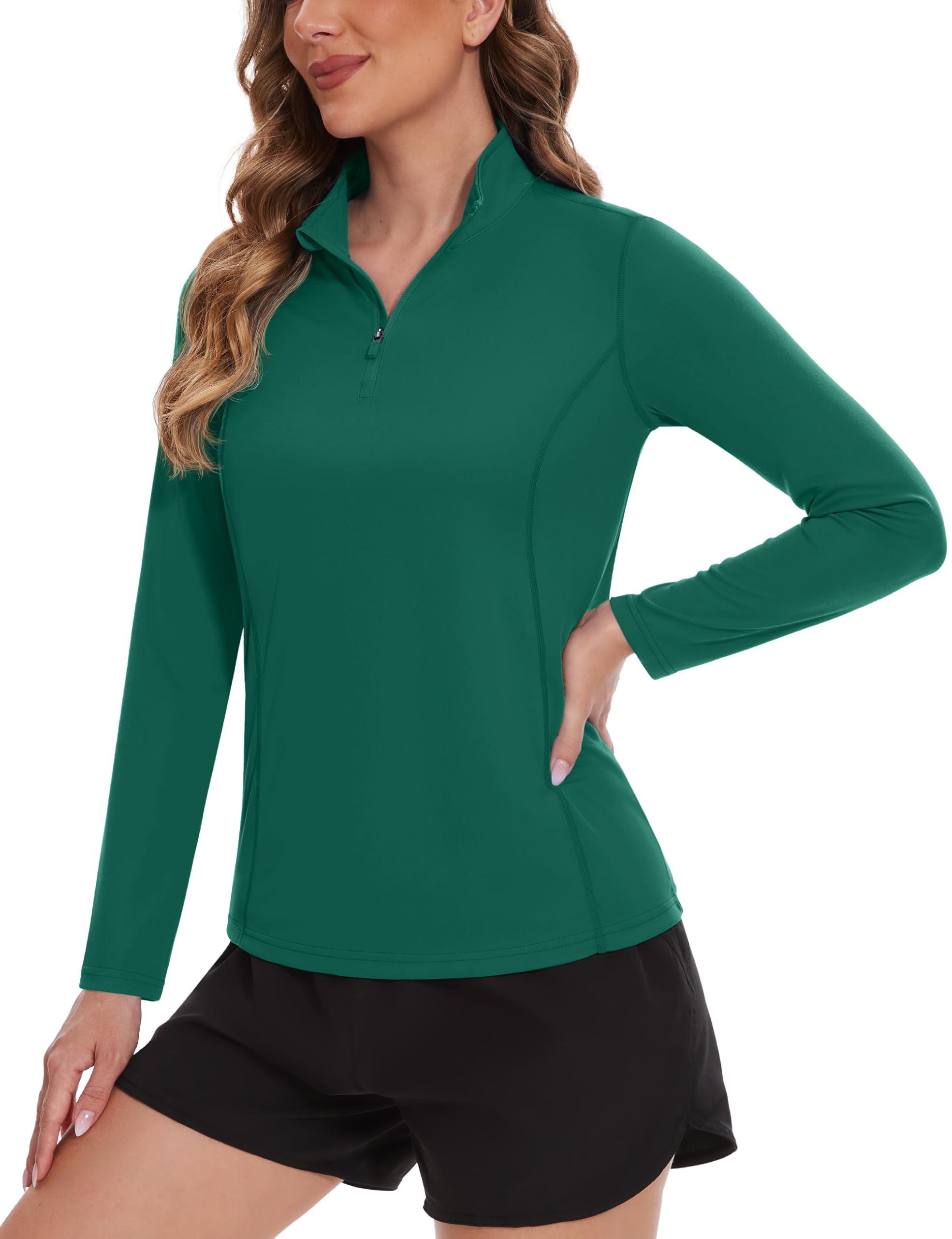 TACVASEN Women's UPF 50+ UV Protection Quarter Zip Pullover Long Sleeve Shirt - Golf, Hiking, Workout & Outdoor Activities Sun Shirt