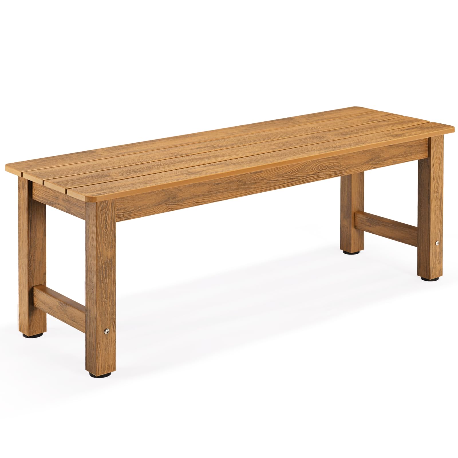 All-Weather 2-Person Outdoor Bench - Teak Poly Lumber Garden Patio Bench - Fade & Rot Resistant - Perfect for Backyard, Porch, Park & Garden - Easy Assembly & Durable for Year-Round Use